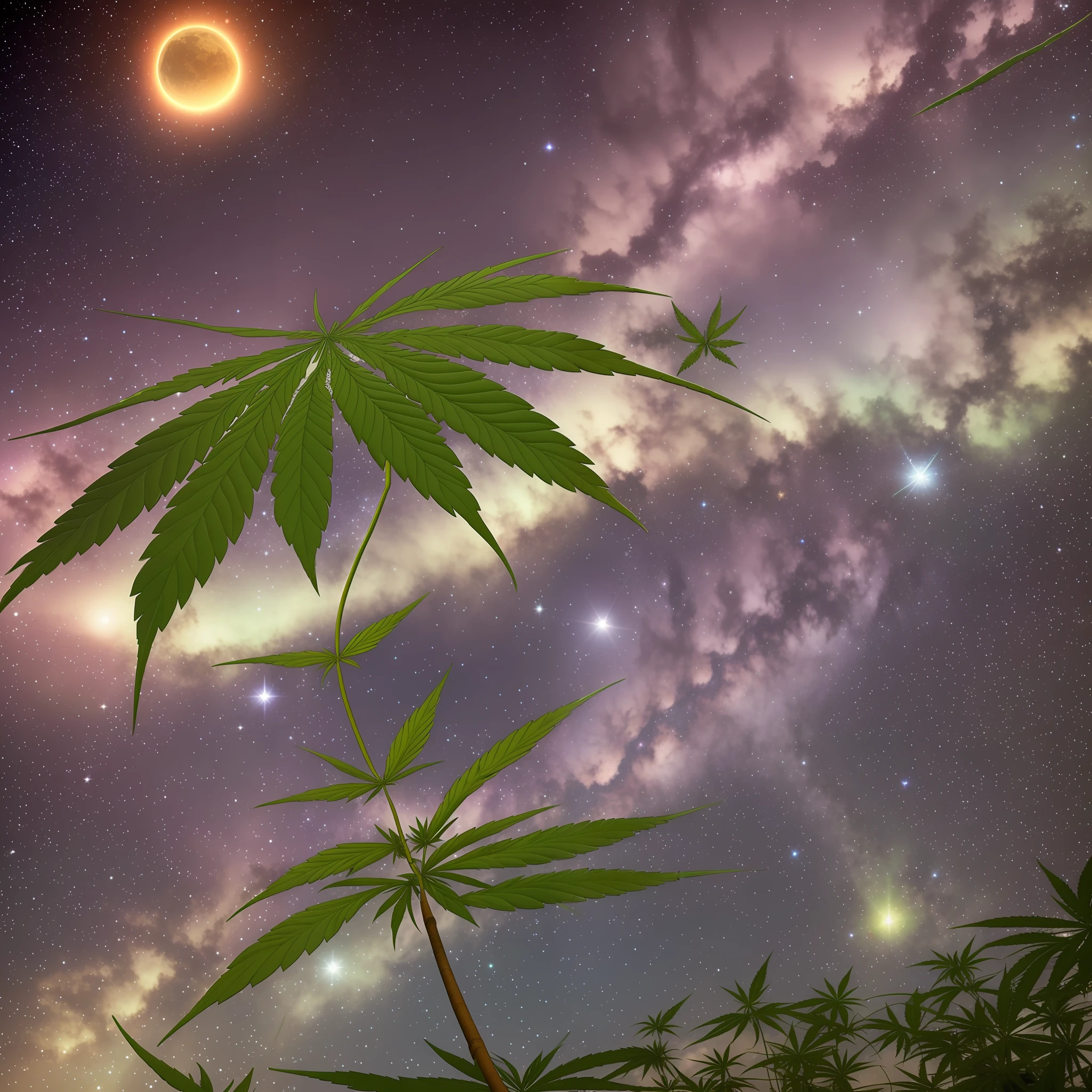 Marijuana plant flying in the galaxy pscodelia --auto --s2