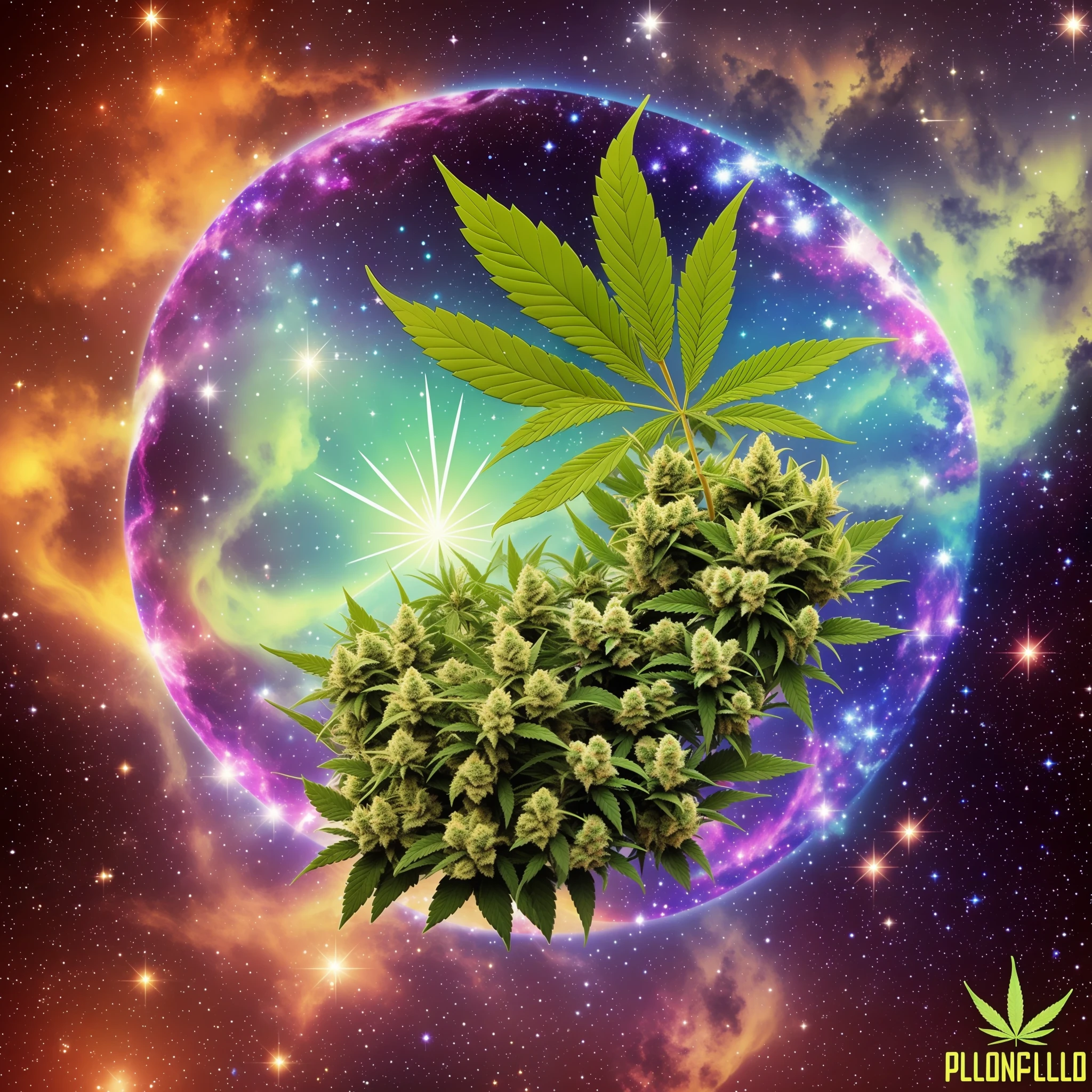 Marijuana plant flying in the galaxy pscodelia --auto --s2