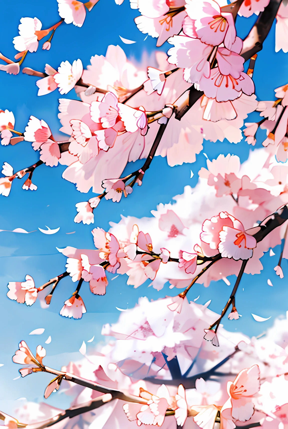 Blue sky, peach blossoms