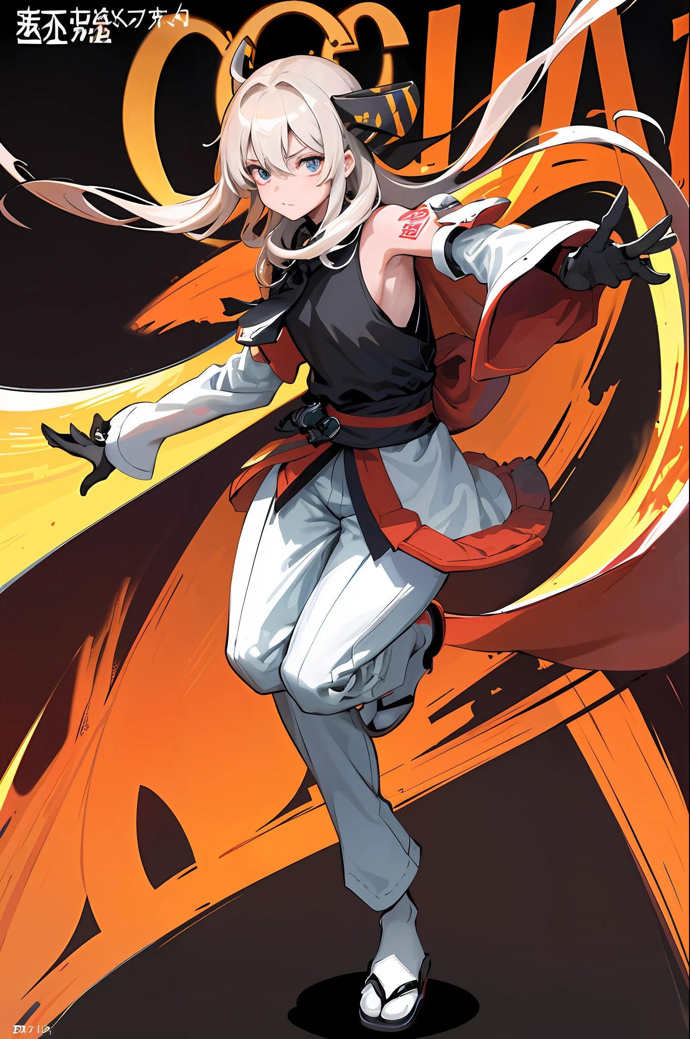 (grainy: 0.5), cinematic, girl, adult, space, serious, military pose, detailed face, detailed military equipment, volumetric lighting, isolation, horror, perfect anatomy, hyper-realistic, dark lighting, bioluminescent details, background, mixed-language_text, Japanese letters in graffit, boys, excellent lighting, sidelighting, (), vhsKeeper,, style GUILTY GEAR -STRIVE perfect ultimate (flat color: 1.3), (magazine_cover: 1.4), (multicolored_background: 1.3), striped_background, card_background, :: comix style by joe madureira :: circular pieces of white metals glued to the arms coming out shimmering yellow glow, , perfect and detailed, ultra detailed shirt with abstract design and with Japanese letters in graffit of the sides of the clothing, image of full-body boys fighting next to you with powerful dragons versus alien creature full of tentacles , with immersive effects, hover effect, background style graffiti tribal tattoo with vibrant colors "ultra hdr" detailed and with focus effect, (masterpiece: 1.2, best quality), (finely detailed beautiful eyes: 1.2), , ((Solo)), (Finely detailed eyes and detailed face: 1.3), in various full-body attack poses, (cute background: 1.2),futuristic costume, Super detailed circular metals Clinging to the arms and pants, fantastic paintings