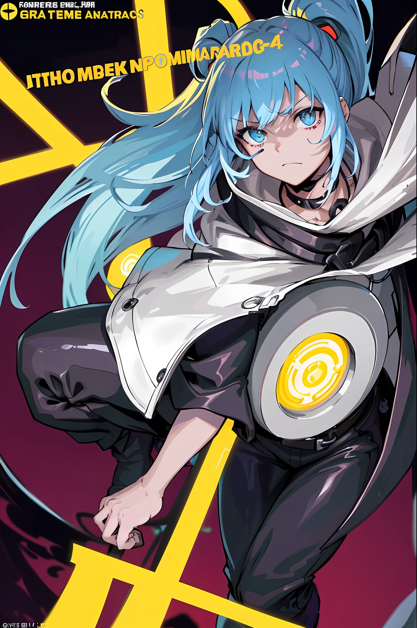 (grainy: 0.5), cinematic, girl, adult, space, serious, military pose, detailed face, detailed military equipment, volumetric lighting, isolation, horror, perfect anatomy, hyper-realistic, dark lighting, bioluminescent details, background, mixed-language_text, Japanese letters in graffit, boys, excellent lighting, sidelighting, (), vhsKeeper,, style GUILTY GEAR -STRIVE perfect ultimate (flat color: 1.3), (magazine_cover: 1.4), (multicolored_background: 1.3), striped_background, card_background, :: comix style by joe madureira :: circular pieces of white metals glued to the arms coming out shimmering yellow glow, , perfect and detailed, ultra detailed shirt with abstract design and with Japanese letters in graffit of the sides of the clothing, image of full-body boys fighting next to you with powerful dragons versus alien creature full of tentacles , with immersive effects, hover effect, background style graffiti tribal tattoo with vibrant colors "ultra hdr" detailed and with focus effect, (masterpiece: 1.2, best quality), (finely detailed beautiful eyes: 1.2), , ((Solo)), (Finely detailed eyes and detailed face: 1.3), in various full-body attack poses, (cute background: 1.2),futuristic costume, Super detailed circular metals Clinging to the arms and pants, fantastic paintings