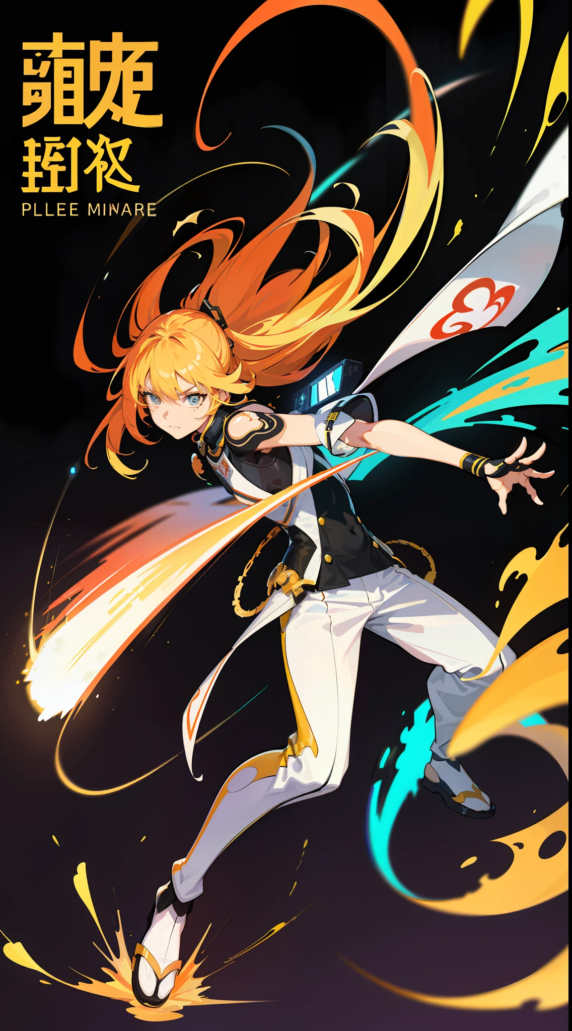 (grainy: 0.5), cinematic, girl, adult, space, serious, military pose, detailed face, detailed military equipment, volumetric lighting, isolation, horror, perfect ???????, hyper-realistic, dark lighting, bioluminescent details, background, mixed-language_text, Japanese letters in graffit, boys, excellent lighting, sidelighting, (), vhsKeeper,, style GUILTY GEAR -STRIVE perfect ultimate (flat color: 1.3), (magazine_cover: 1.4), (multicolored_background: 1.3),  striped_background, card_background, :: comix style by joe madureira :: circular pieces of white metals glued to the arms coming out shimmering yellow glow, , perfect and detailed, ultra detailed shirt with abstract design and with Japanese letters in graffit of the sides of the clothing, image of full-body boys fighting next to you with powerful dragons versus alien creature full of tentacles ,  with immersive effects, hover effect, background style graffiti tribal tattoo with vibrant colors "ultra hdr" detailed and with focus effect, (masterpiece: 1.2, best quality), (finely detailed beautiful eyes: 1.2), , ((Solo)), (Finely detailed eyes and detailed face: 1.3), in various full-body attack poses, (cute background: 1.2),futuristic costume, Super detailed circular metals Clinging to the arms and pants,  fantastic paintings