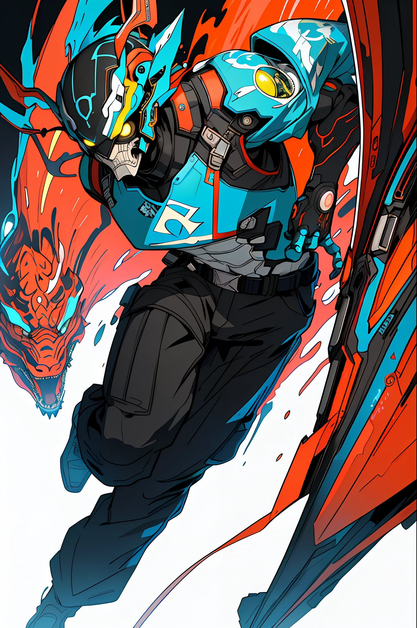 (grainy: 0.5), cinematic, girl, adult, space, serious, military pose, detailed face, detailed military equipment, volumetric lighting, isolation, horror, perfect anatomy, hyper-realistic, dark lighting, bioluminescent details, background, mixed-language_text, Japanese letters in graffit, boys, excellent lighting, sidelighting, (), vhsKeeper,, style GUILTY GEAR -STRIVE perfect ultimate (flat color: 1.3), (magazine_cover: 1.4), (multicolored_background: 1.3), striped_background, card_background, :: comix style by joe madureira :: circular pieces of white metals glued to the arms coming out shimmering yellow glow, , perfect and detailed, ultra detailed shirt with abstract design and with Japanese letters in graffit of the sides of the clothing, image of full-body boys fighting next to you with powerful dragons versus alien creature full of tentacles , with immersive effects, hover effect, background style graffiti tribal tattoo with vibrant colors "ultra hdr" detailed and with focus effect, (masterpiece: 1.2, best quality), (finely detailed beautiful eyes: 1.2), , ((Solo)), (Finely detailed eyes and detailed face: 1.3), in various full-body attack poses, (cute background: 1.2),futuristic costume, Super detailed circular metals Clinging to the arms and pants, fantastic paintings