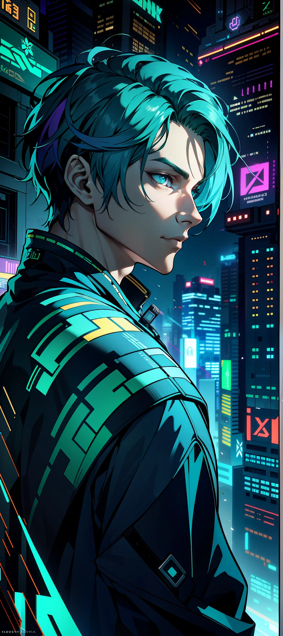 portrait | wide angle shot of eyes off to one side of frame, lucid dream-like man, looking off in distance ::8 style | daydreampunk with glowing skin and eyes, handsome, (handsome young man), he is dripping in neon lights, very colorful blue, green, purple, stylish hair, glowing ::8 background | forest, vivid neon wonderland, particles, blue, green, purple ::7 parameters | rule of thirds, golden ratio, assymetric composition, hyper- maximalist, octane render, photorealism, cinematic realism, unreal engine, 8k