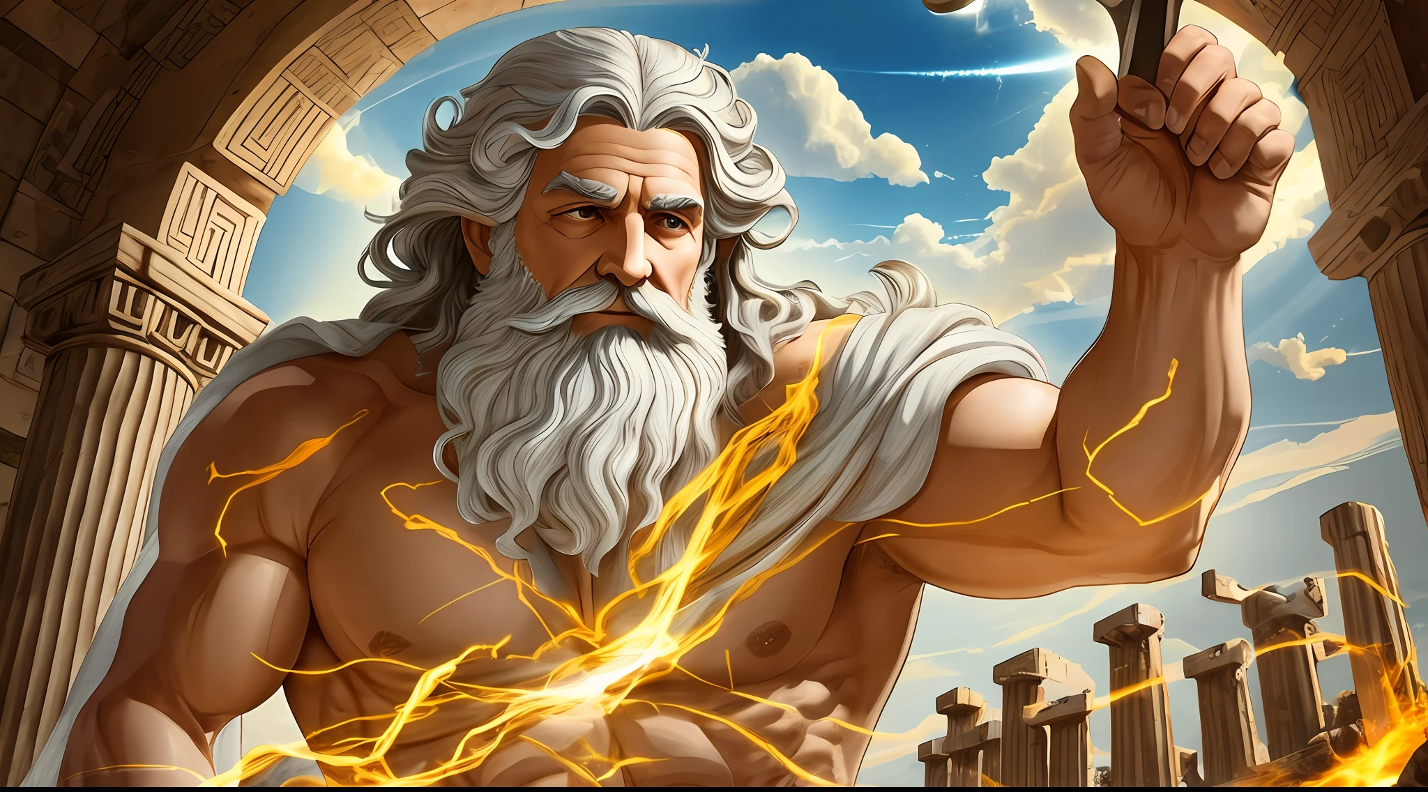 Old Greek god emitting a strong light --auto --s2