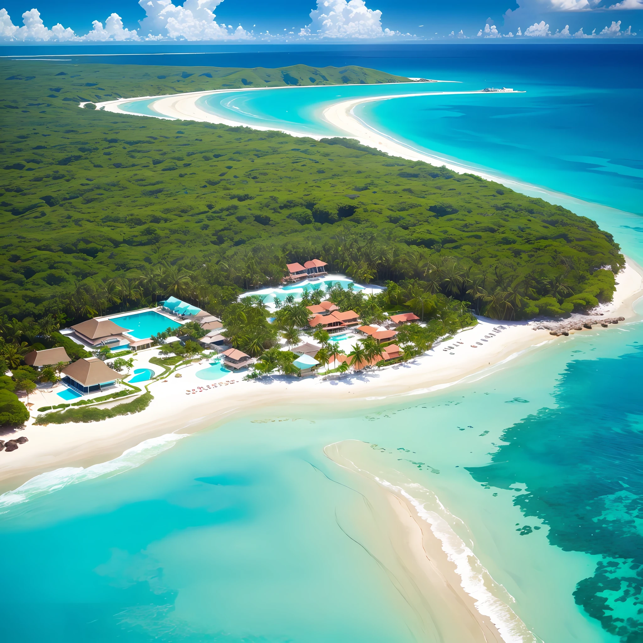 Paradisiacal landscape, island in the Caribbean with turquoise waters, sun, sand and beach --auto --s2