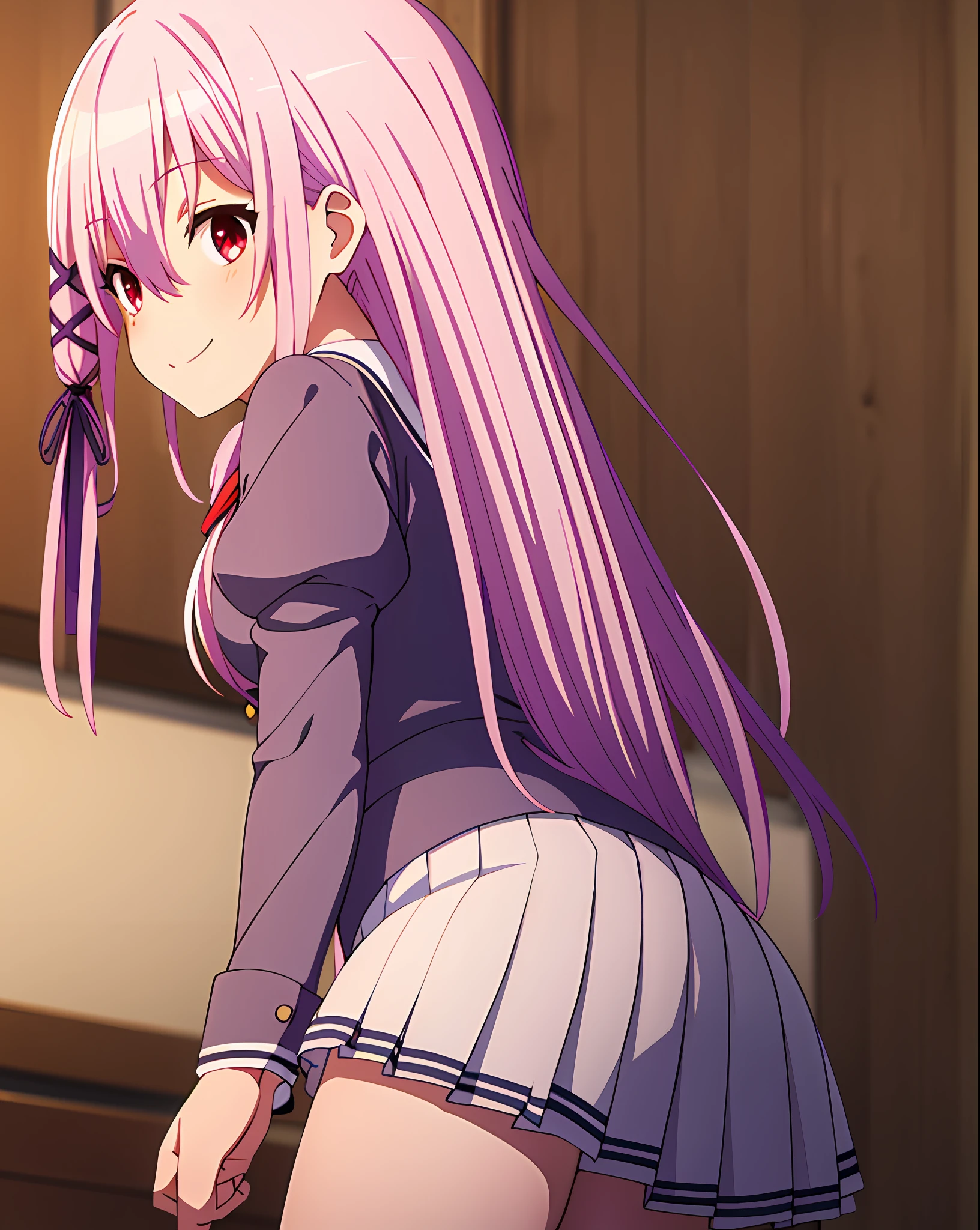 masterpiece, best quality, 1 girl, Kisara, school uniforms, white thighs, smirk, CG, best quality, 8K, ultra detailed