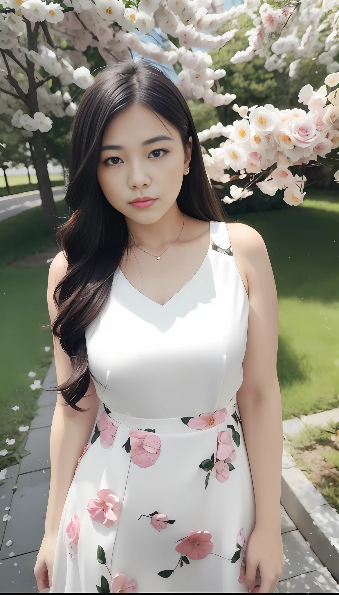 ((Best Quality, 8K, Masterpiece: 1.3)), (Flower Cap: 1.3), Focus: 1.2, Perfect Body Beauty: 1.4, Buttocks: 1.2, (Layered Haircut: 1.2)), (Dark Street: 1.3), Highly detailed face and skin texture, Full body, Fine eyes, Double eyelids, Oversized breasts, Whitened skin, Long hair, (Round face: 1.5), (Shorts: 1.6) Black suit