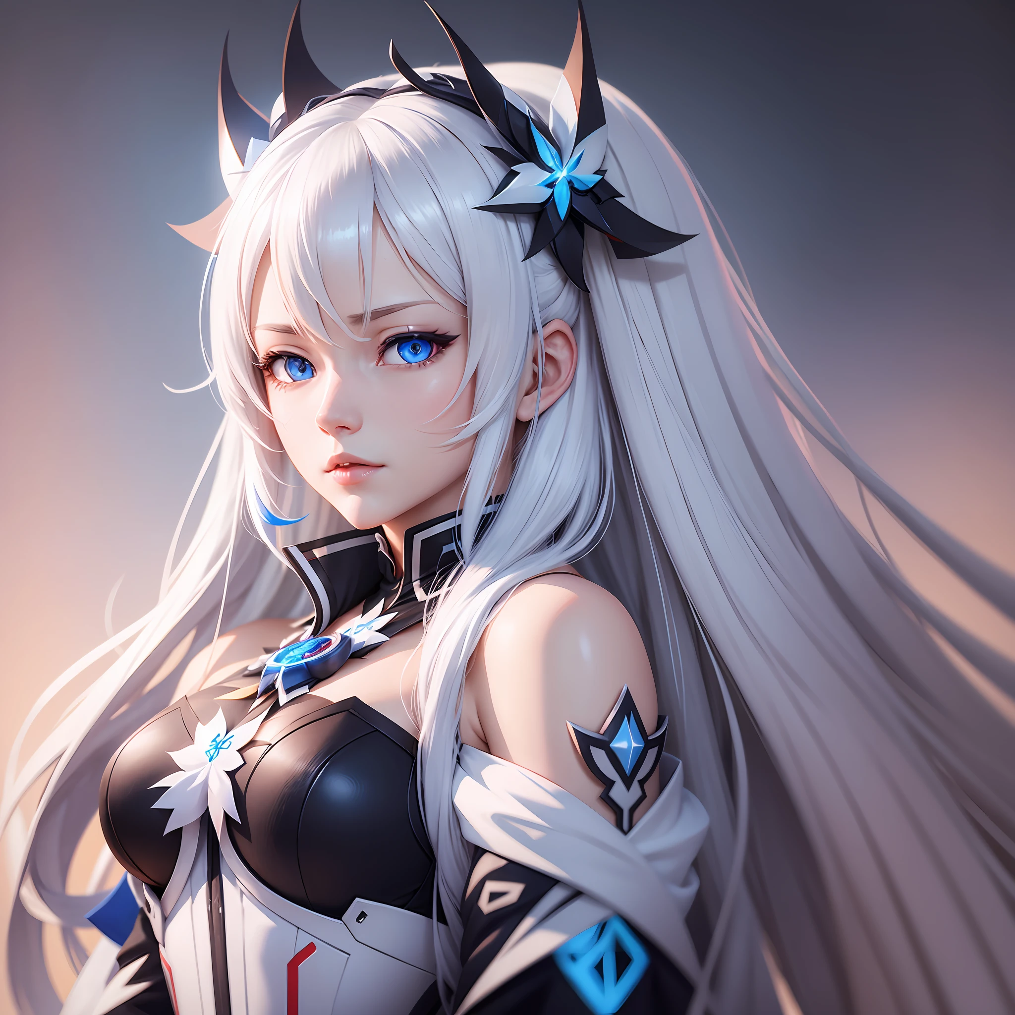 honkai impact 3rd cecilia schariac,white long hair,blue eyes,3D,digital art,aestetik --auto --s2