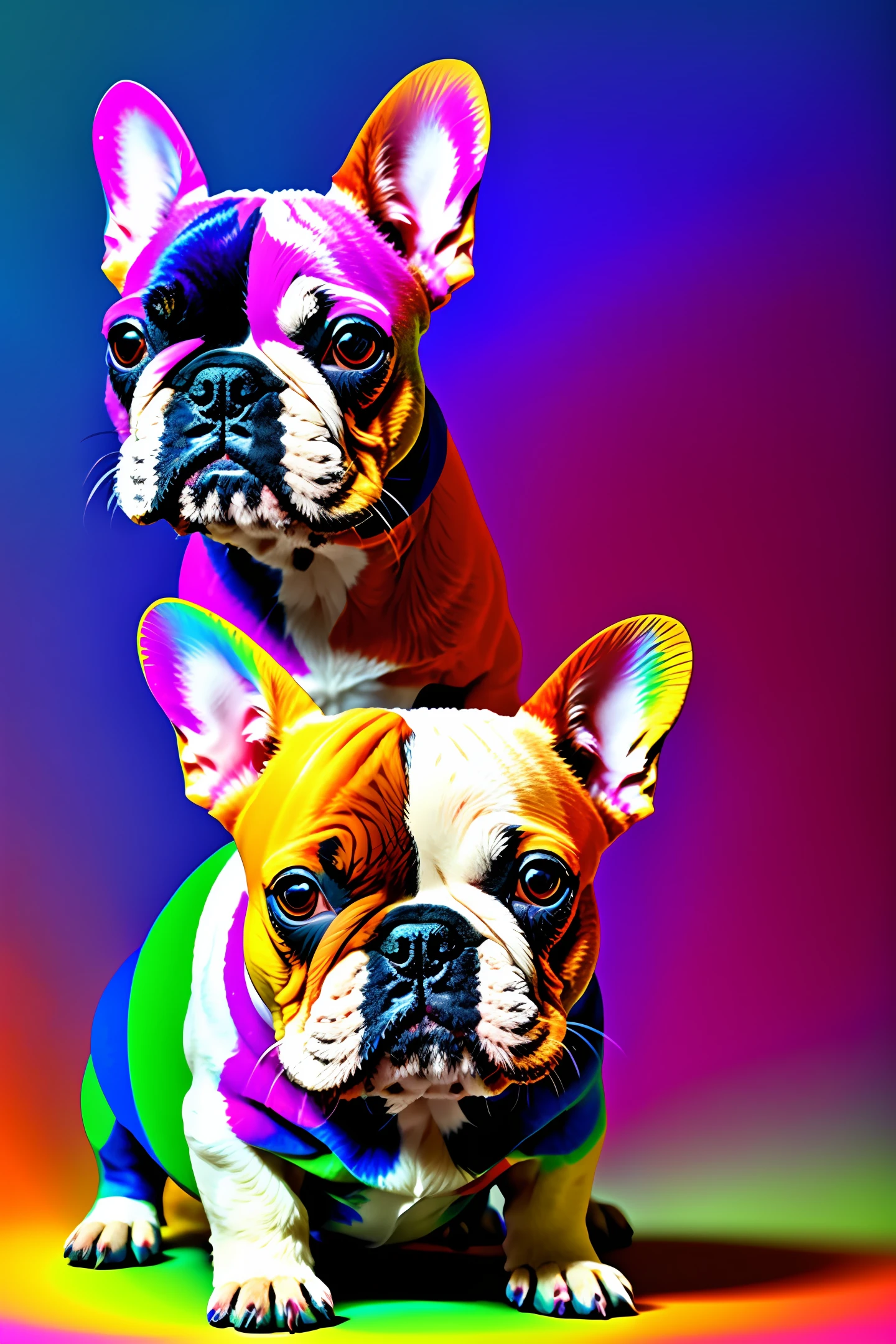 French psychedelic bulldog and blooming colors