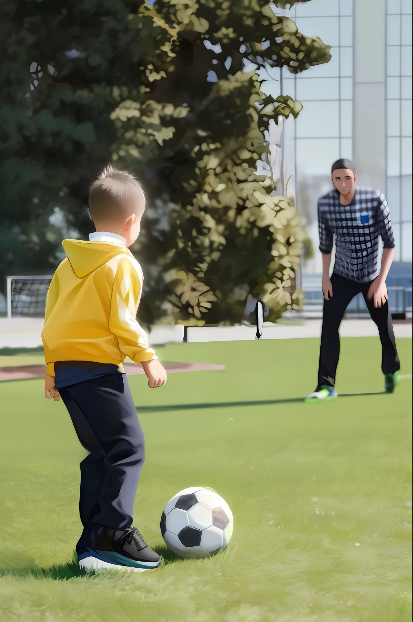 there is a young boy kicking a soccer ball on the grass, playing soccer, little , special, kidoccer, motivational, interrupting the big game, photoshoot, recreation, beautiful surroundings, powerful detail, best selling, holding a ball, sunday, children's, transparent background, childish, inspiration, families playing, kids, having a good time