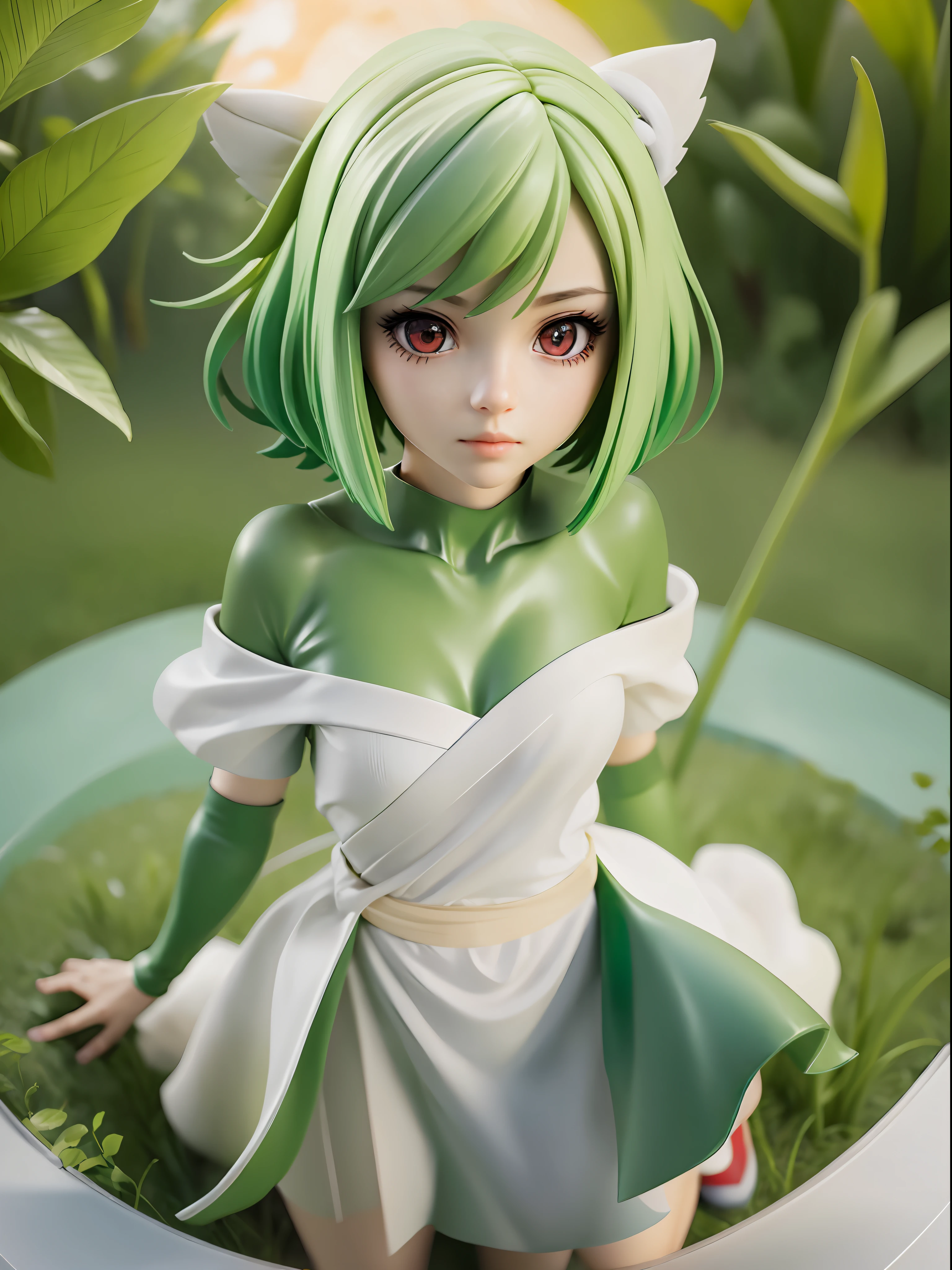 gardevoir, white dress, creatures \(company\), game freak, nintendo, pokemon, pokemon \(game\), at night, on grass, full moon, 
BREAK
bangs, colored skin, female focus, flat chest, gen 3 pokemon, green hair, green skin, hair over one eye, multicolored skin, pokemon \(creature\), red eyes, short hair, two-tone skin, white skin
BREAK
,full body, (chibi:0.7), [realistic], [3d], (3dcg), ((octane render)), [fisheye],full body,dutch angle, harada takehito
BREAK
(8k, RAW photo, best quality, masterpiece:1.2), ultra high res, (((realistic, photo-realistic))), professional lighting, detailed lighting, professional photography, fisheye, dynamic angle, high quality, high res, extremely detailed, bloom
BREAK
depth of field, sketch, sharp focus, soft lighting, good composition, god light highlight, detailed, (((photorealistic details))), detailed skin, to8contrast style