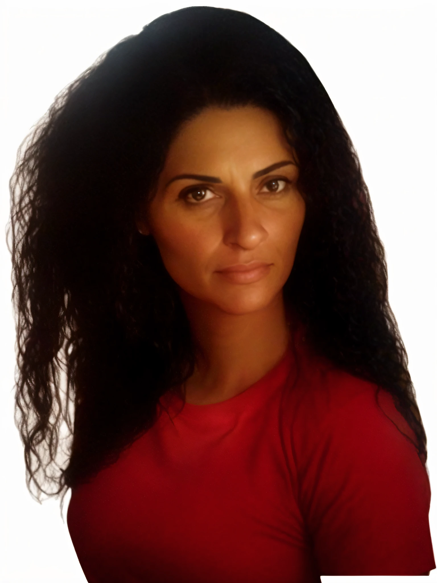 There is a woman with long hair and red shirt, profile picture, 35 years old, supposedly Brazilian mother, 30-year-old woman from Cuba, looks like Fabiula Nascimento, profile picture, profile picture, 40-year-old women, profile picture, long hair and red shirt, full head shot. Draw this woman arresting Lula.