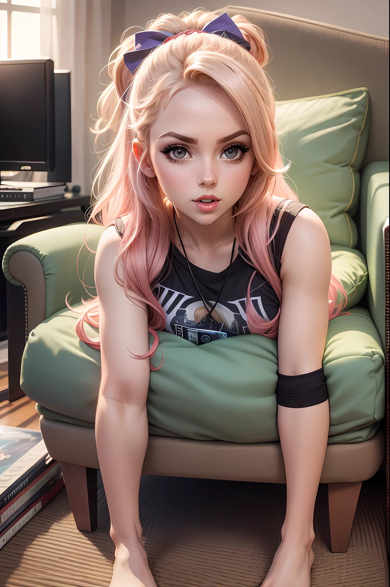 Lexi Belle, full body in high definition with a CD For the footrest in an excellent evolution 8k miniature for collection