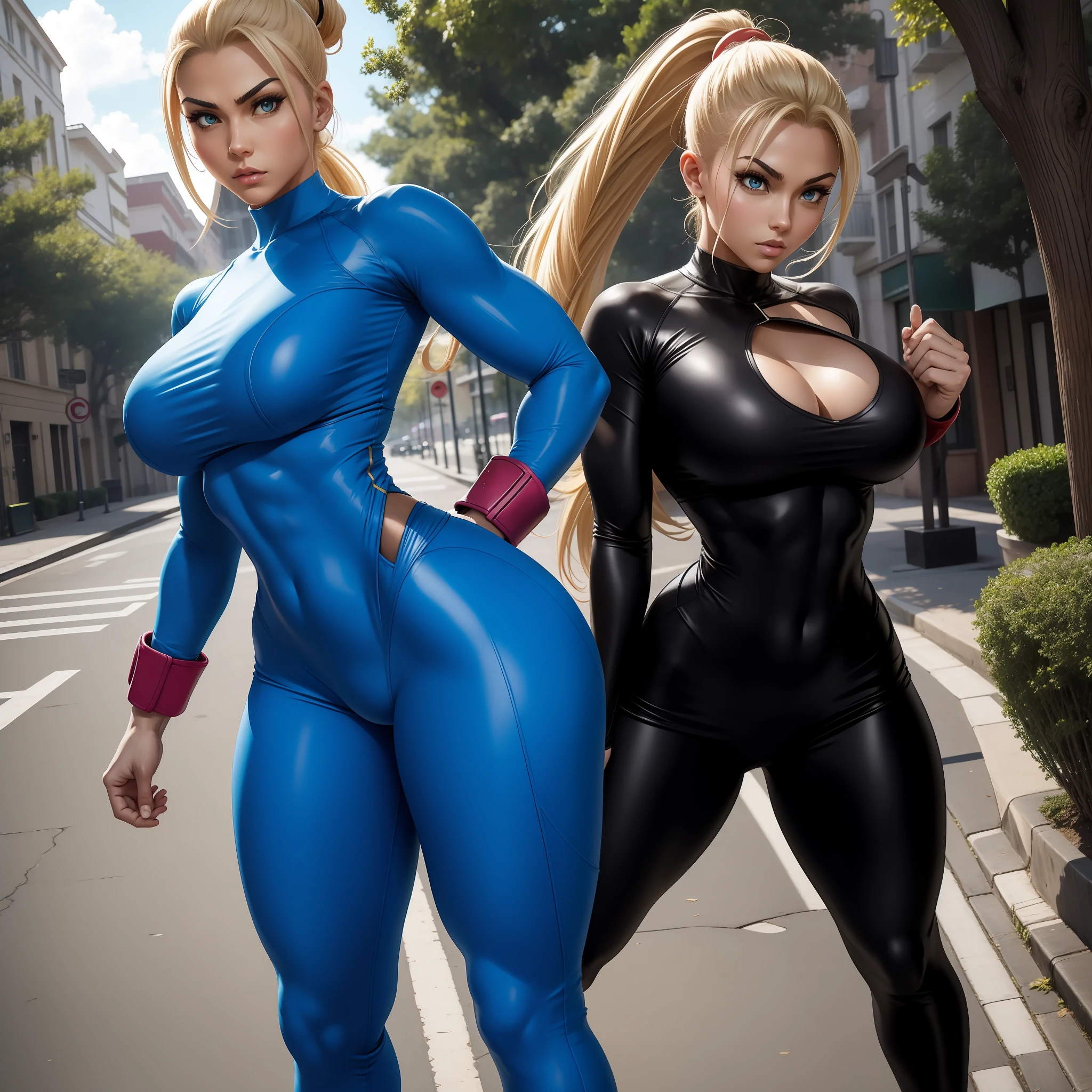 Street Fighter Girls Character, perfect body, tight clothes, perfect body and face, chic body, outdoors