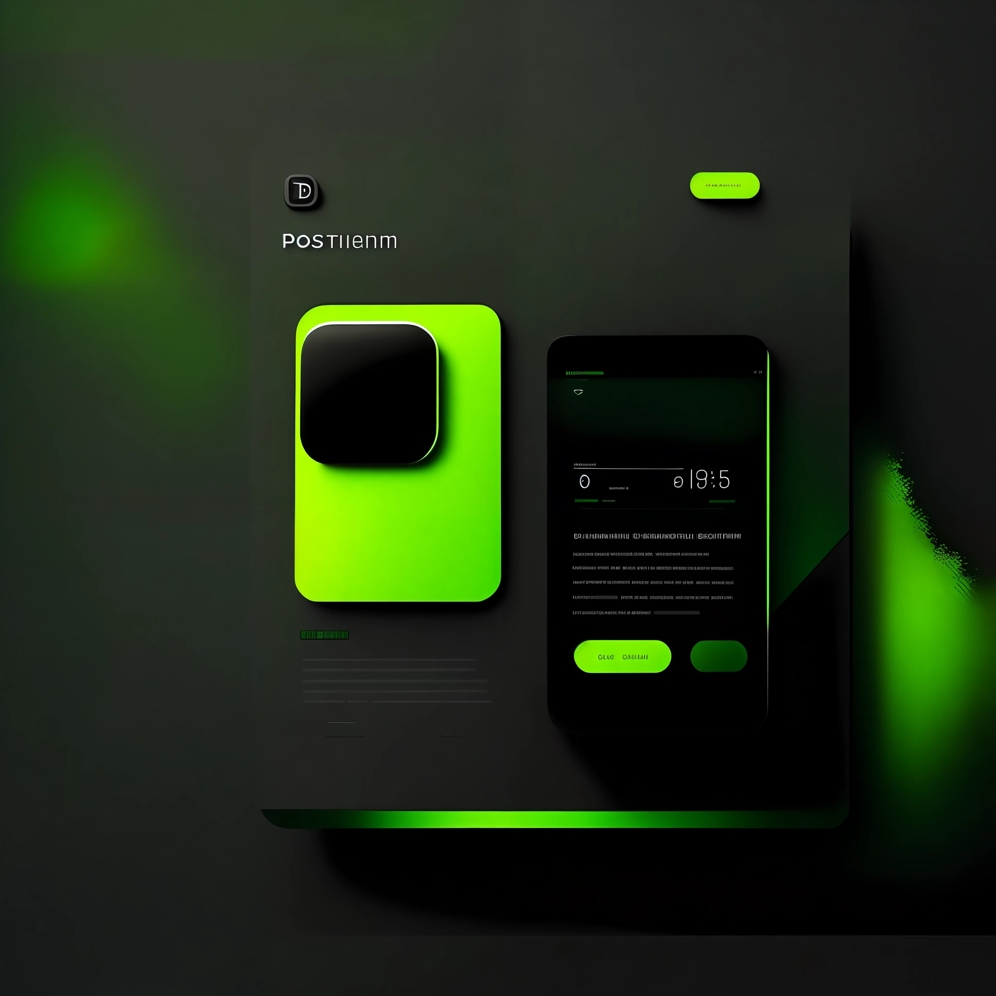 design of a instagram black and green post, tech, brilhante