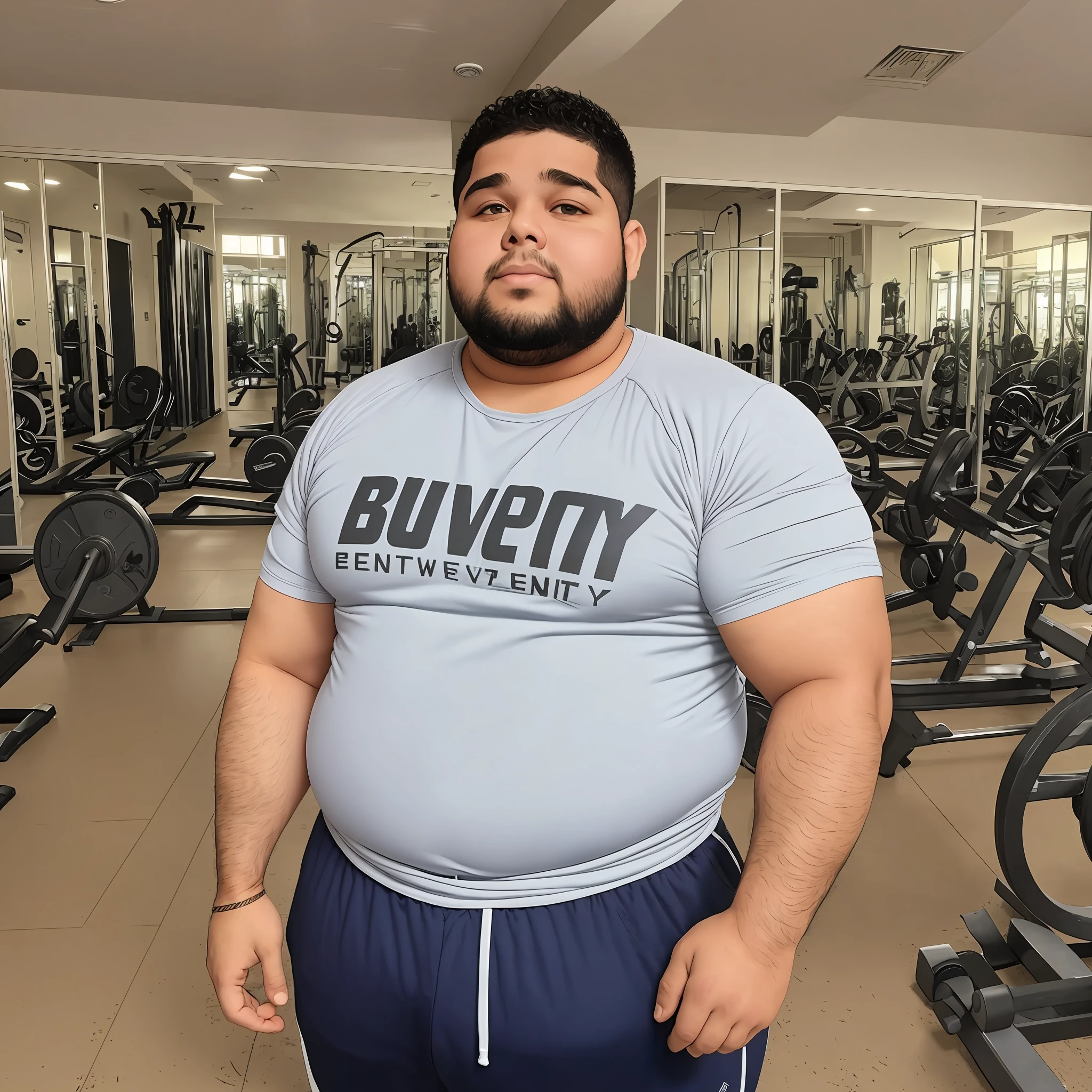Young overweight, sendentary, 29 years old, Brazilian, gym clothes