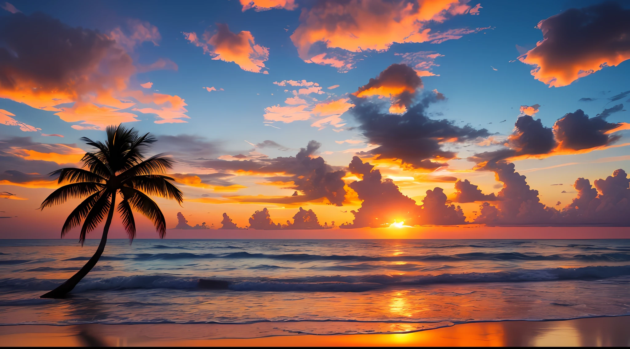 a photorealistic photo of a tropical sunset taken by DSLR, Canon EOS 5D Mark IV, paired with a suitable lens --ar 16:9 --auto --s2