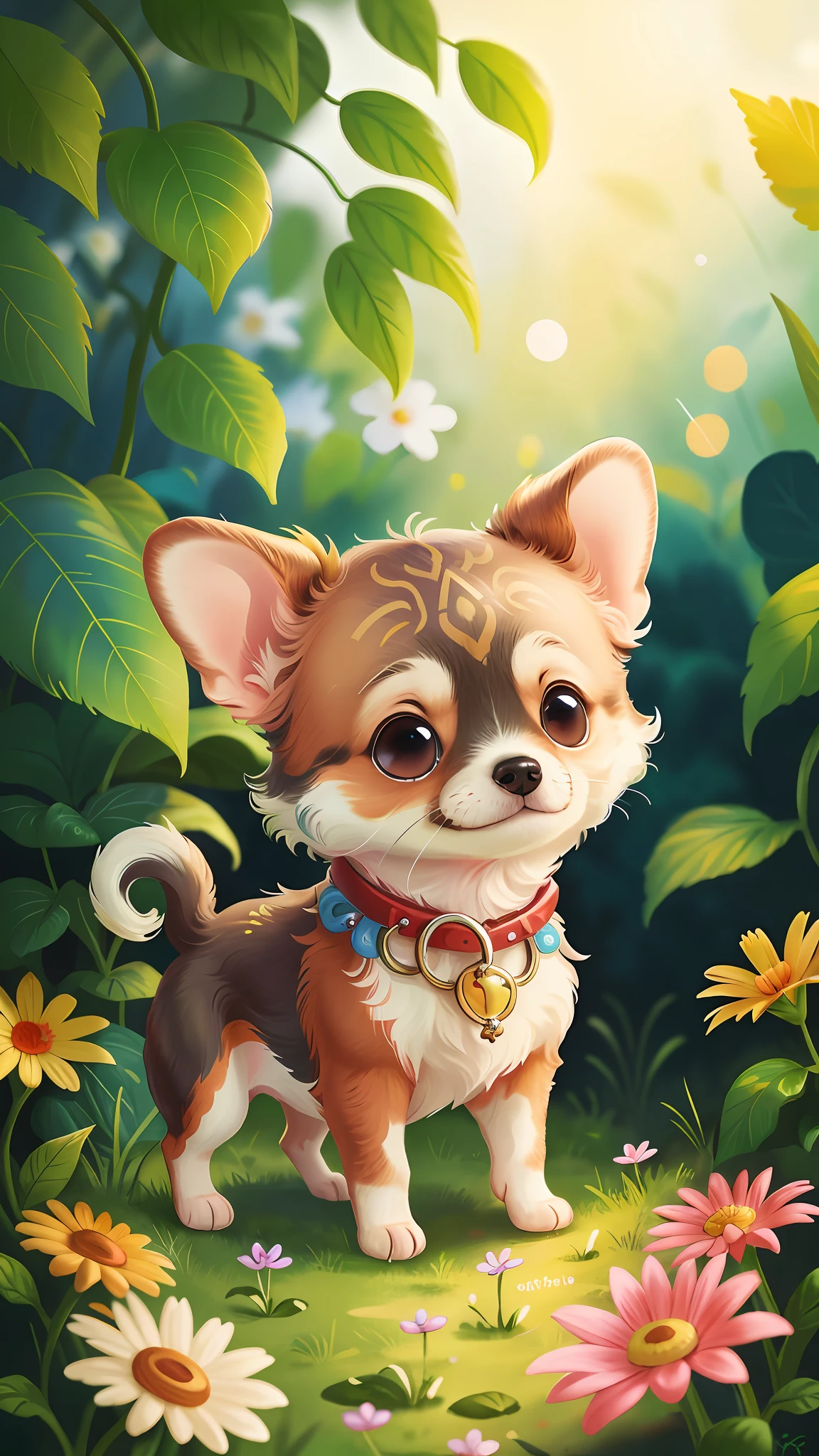 A cute little dog smiling, a wonderful garden, happy, happy, perfect quality, clear focus, (masterpiece: 1.2) (Realistic: 1.2) (Bokeh) (Best quality) (Detailed skin: 1.3) (Intricate details) (8K) (Detail eyes) (Sharp focus), (Happy)