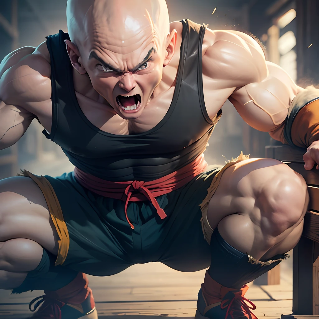 dragon ball z, kuririn, strong, bench press --auto --s2