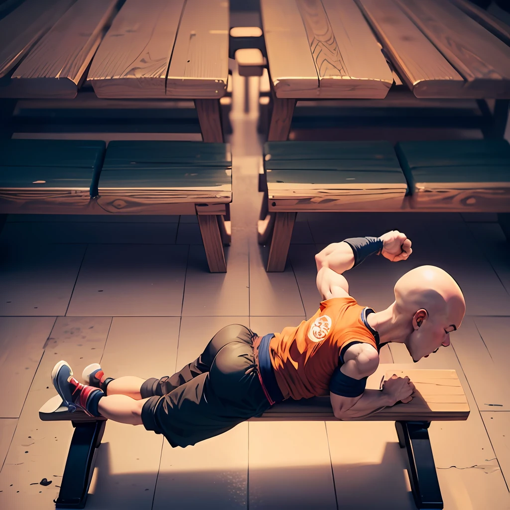 dragon ball z, kuririn, strong, bench press --auto --s2