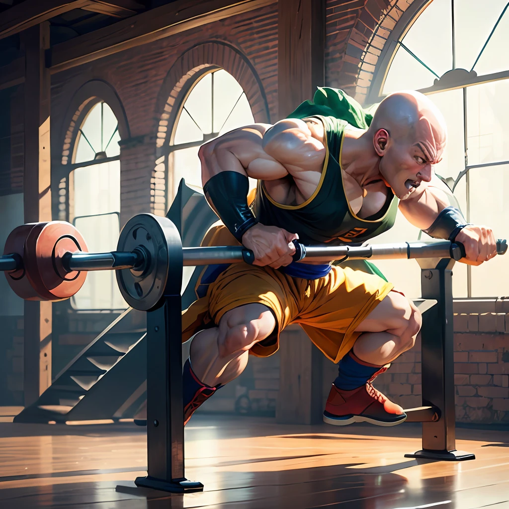 dragon ball z, kuririn, strong, bench press --auto --s2