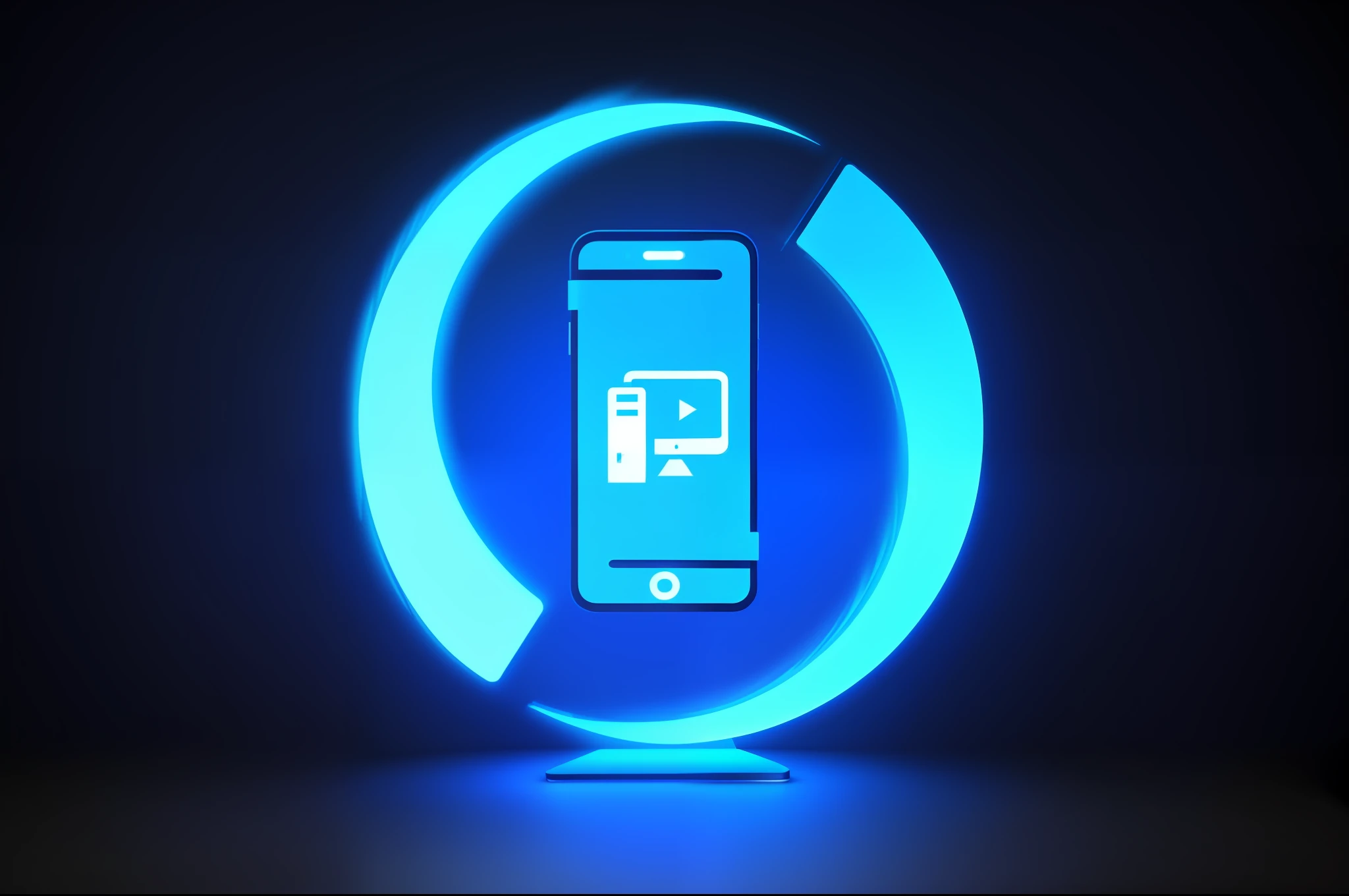arafed image of a cell phone charging in a charging station, corporate phone app icon, infographics. logo. blue, mobile app, ios app icon, portal 3, portal, ad image, ios icon, full device, avatar image, blue circular hologram, smartphone, phone photo, cell phone photo, icon, app icon, iphone, mobile, phone, device