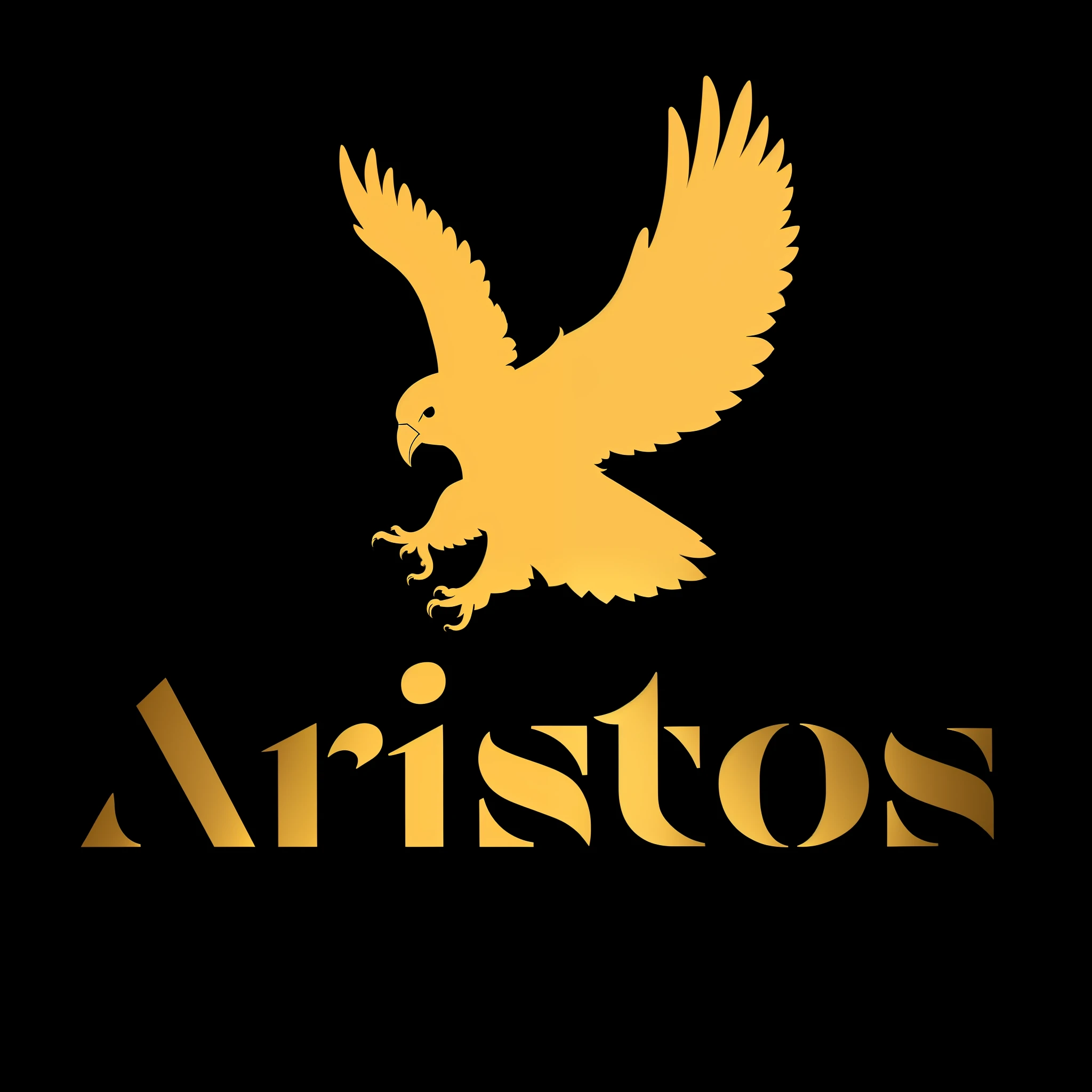 a close up of a golden bird flying over a black background, andrews esao artstyle, artststion, trending on artsatio, artstaion, artistic rendition, artisan, artstaion trends, artstatio, aristocrat, business logo, pistols, trending on artstatioin, artorias, logos, corporate logo, artstasion