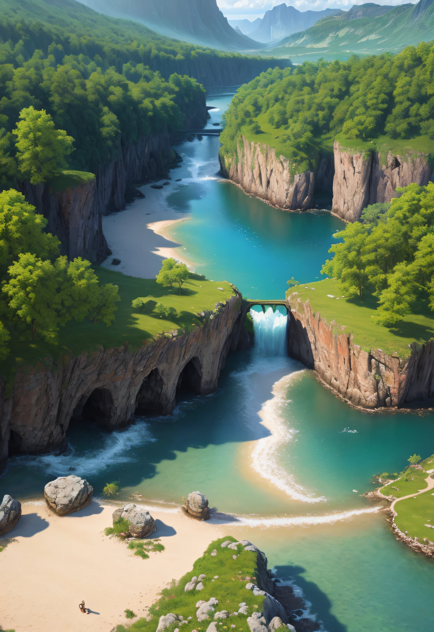 landscape, water, (extremely detailed CG unity 8k wallpaper), most beautiful artwork in the world, professional majestic oil painting, intricate, High Detail, Sharp focus, dramatic, photorealistic painting art
