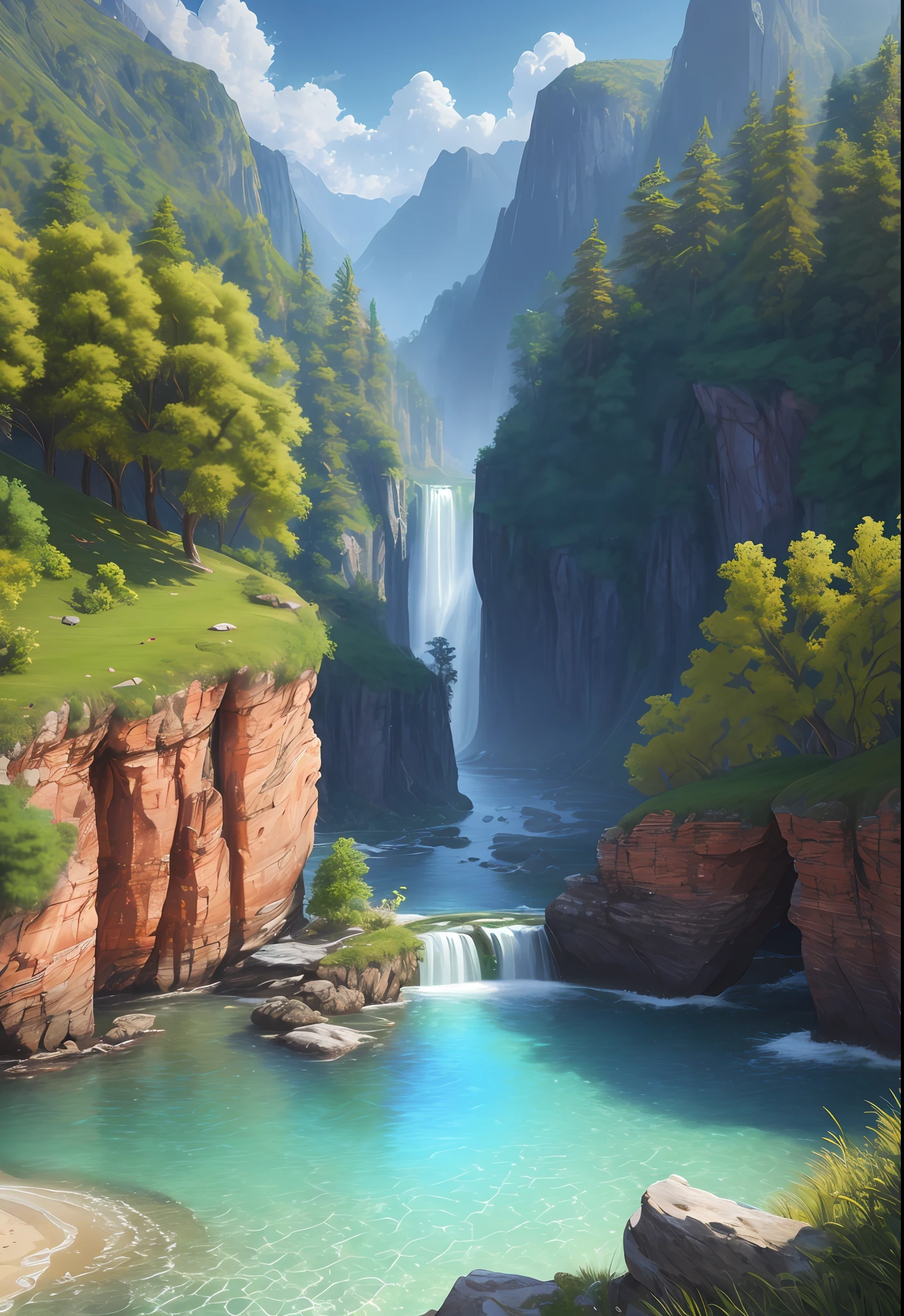 landscape, water, (extremely detailed CG unity 8k wallpaper), most beautiful artwork in the world, professional majestic oil painting, intricate, High Detail, Sharp focus, dramatic, photorealistic painting art