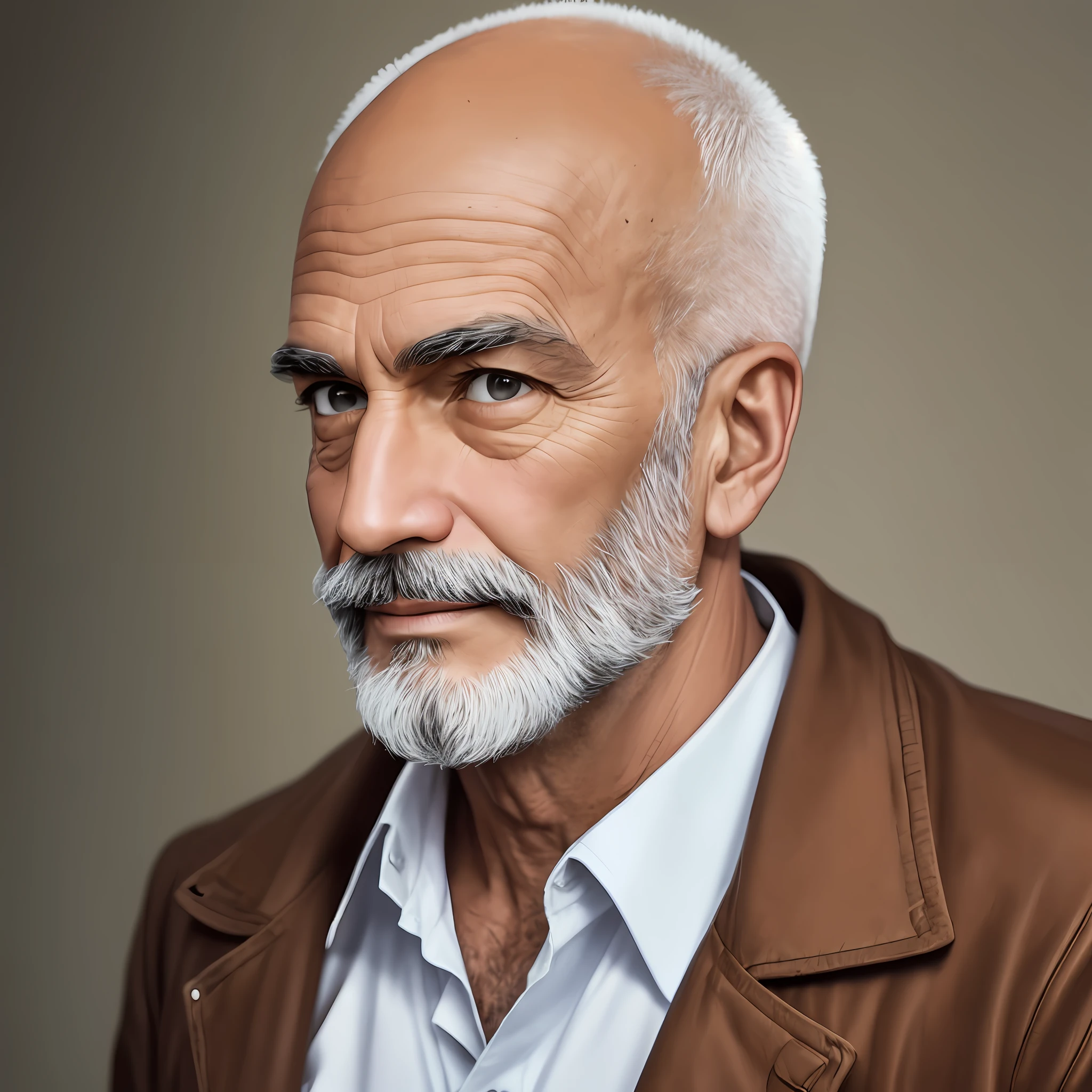 Face man 55 years bald beard short brown eyes --auto --s2