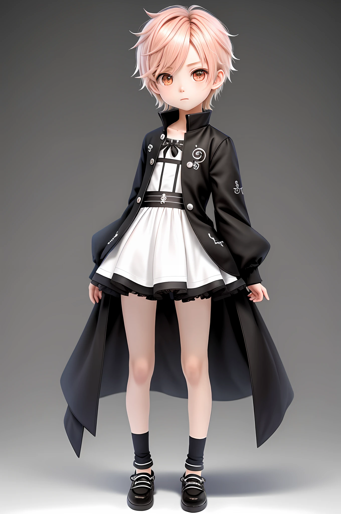 a very cute and beautiful chibi anime boy, 2nd life size charactersimple flat background, full body, standing, highly detailed face and eyes, clearly outlined, solo