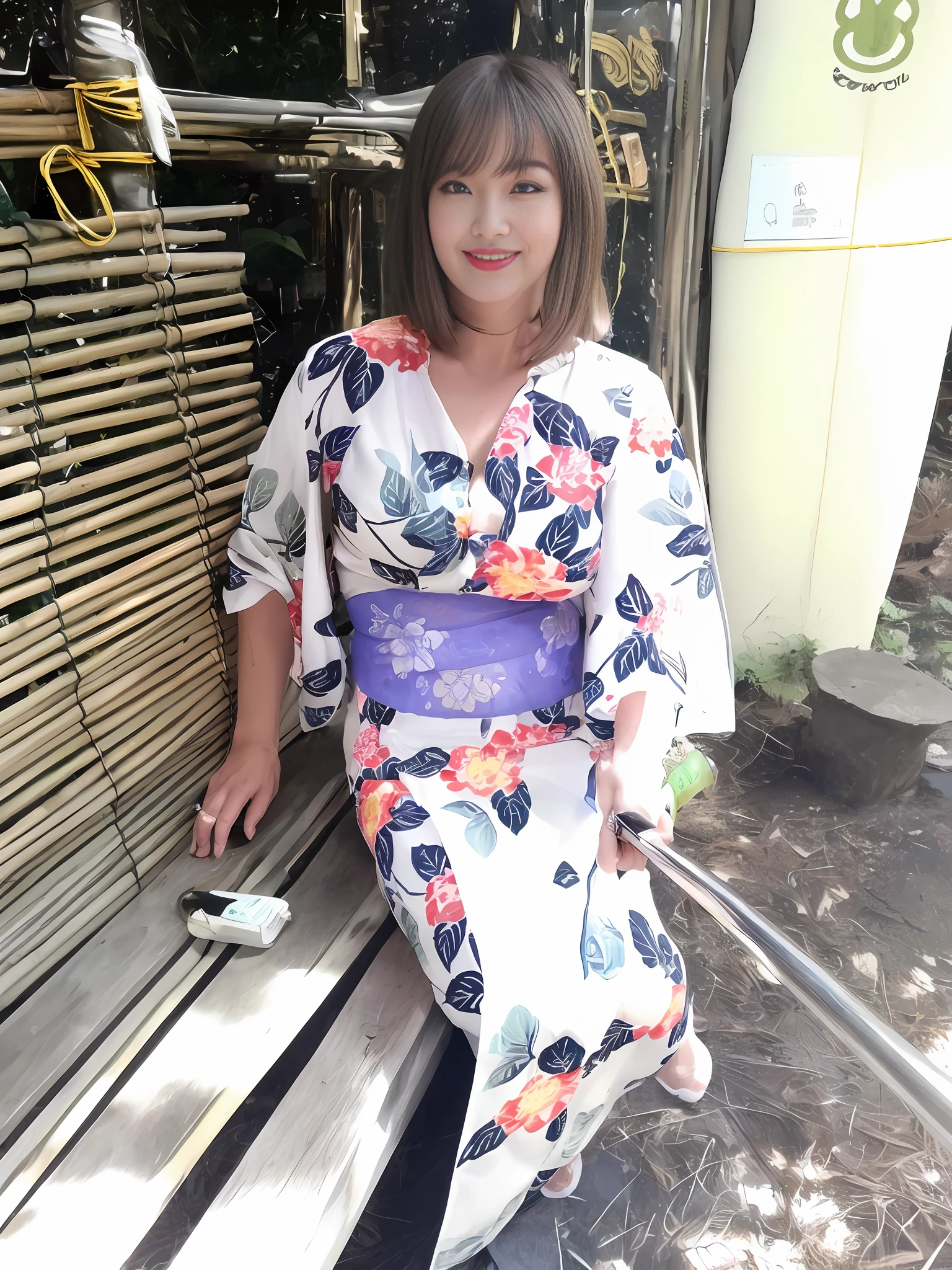 (top quality, 4K, masterpiece, UHD: 1.3), glamorous and sexy, beautiful Japan goddess, slender face, red lipstick, beautiful face, beautiful makeup, 50 years old, bewitching, round eyes, double eyelids, side breasts, waist constriction, thigh gap, long hair, huge breasts, lower breasts, side breasts, delusional breasts, bangs, thin, smile), deep cleavage, eye makeup, seduction, dark eyeliner, long eyelashes, blushing cheeks, smile, embarrassed, (shiny skin: 1.2), super large huge bust