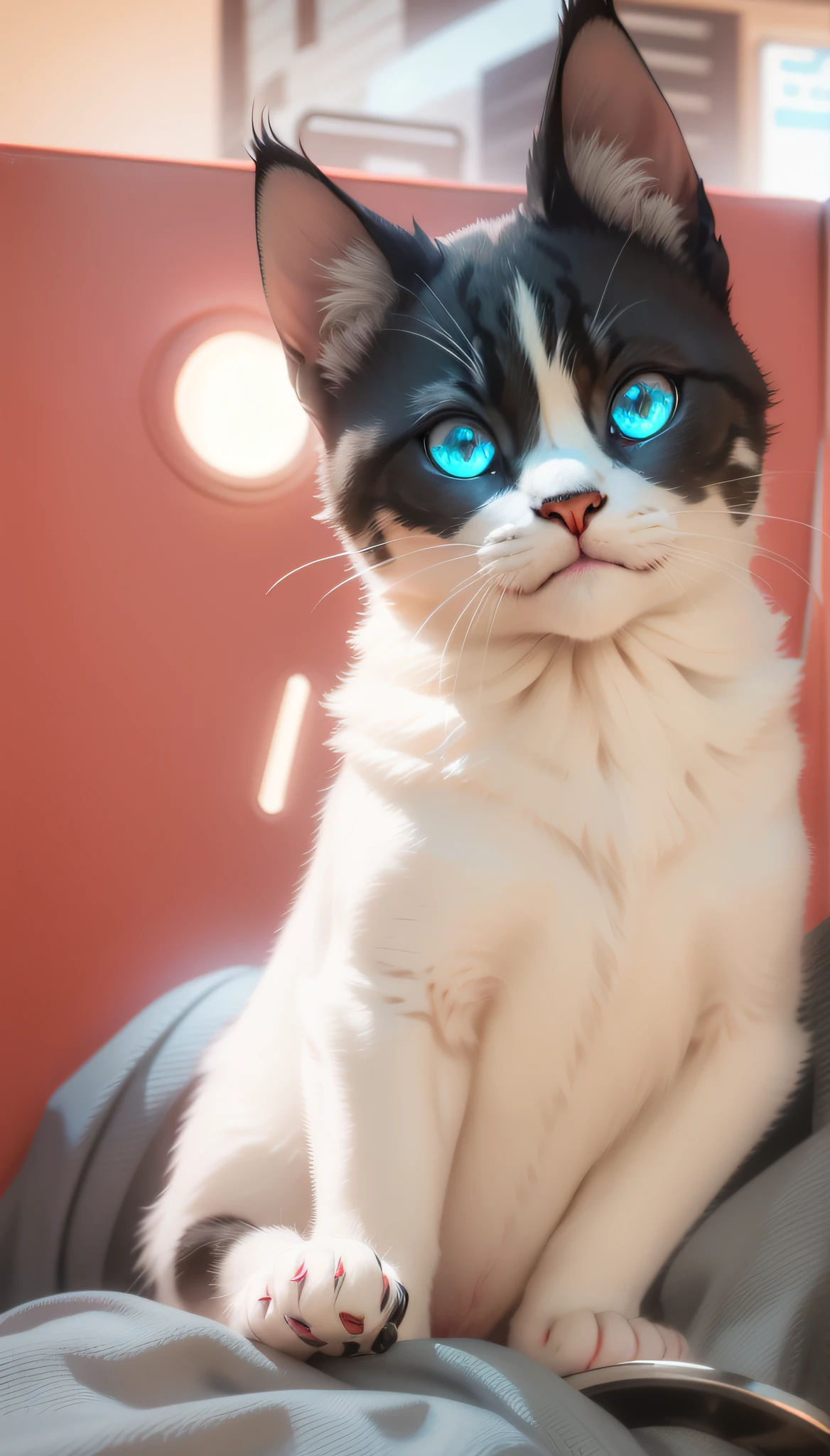 kitten with the right metal paw, (cyborg:1.2), titanium snout, cinematic photo, vignette, centered, by Stray game --auto --s2