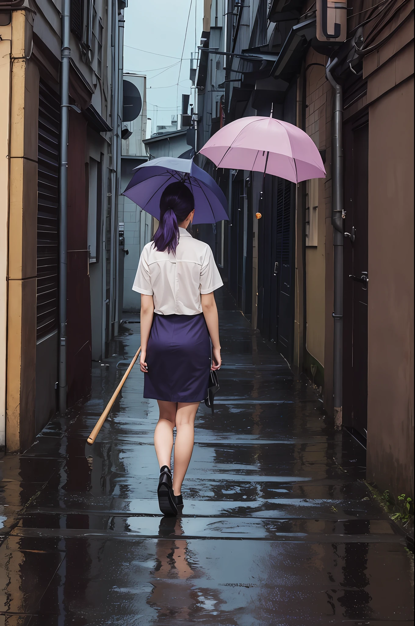 Holding an oil-paper umbrella, wandering alone in a long, long, lonely rainy alley, I hope to meet a girl like a lilac with a grudge