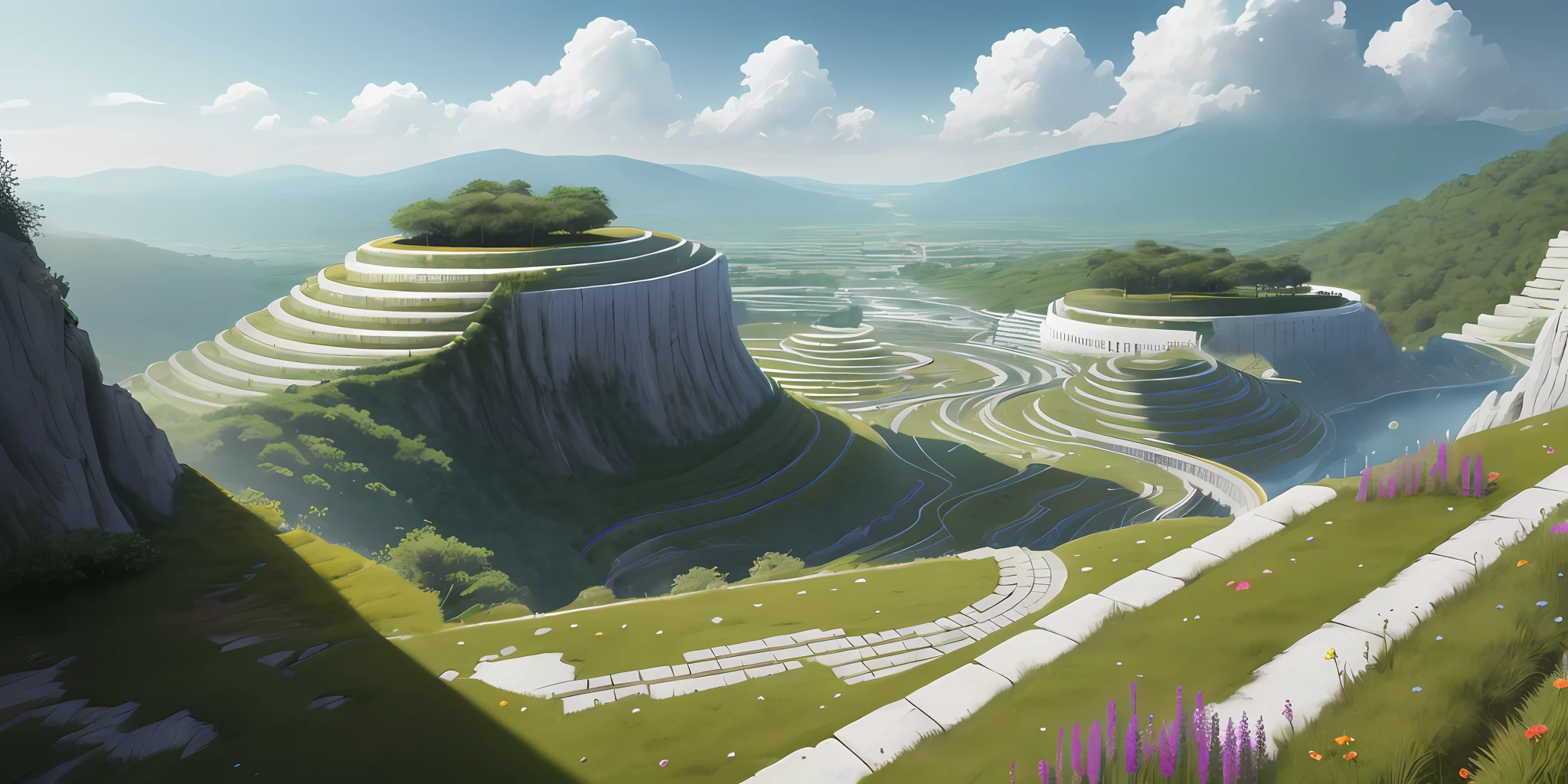 Plains with marble terraces, marble terraces with forests