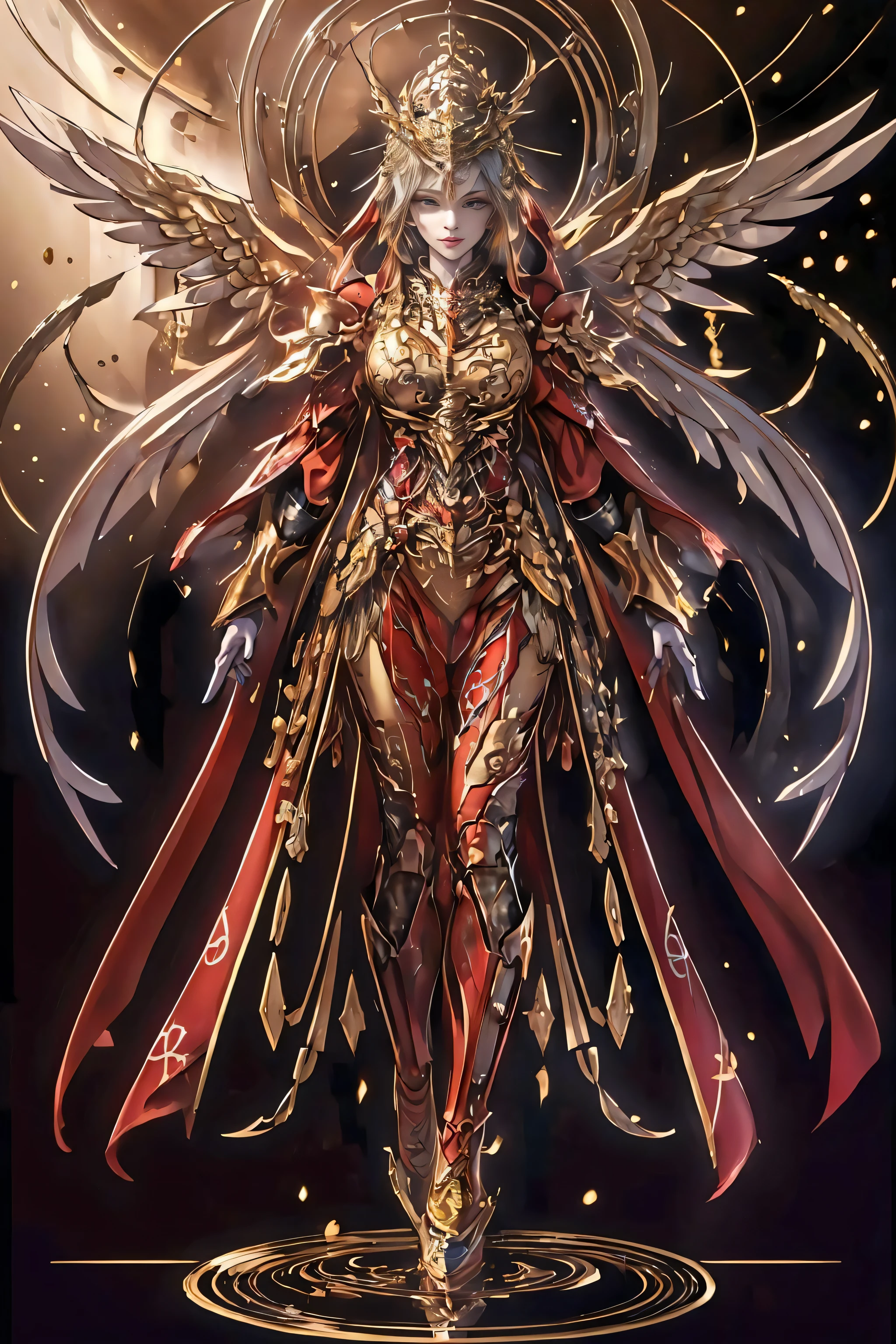 8K raw photo, Best quality, masterpiece, ultra high res, (zentangle, mandala, tangle, entangle),colorful,(photorealistic:1.4),raw photo,neonlight\(ttp\), 1girl,tall female, skinny, slim_legs, solo,(perfect body shape),holy light,gold foil,gold leaf art,glitter drawing,(full body), ban,yuechan_wedding_lothes, gadaxintai,