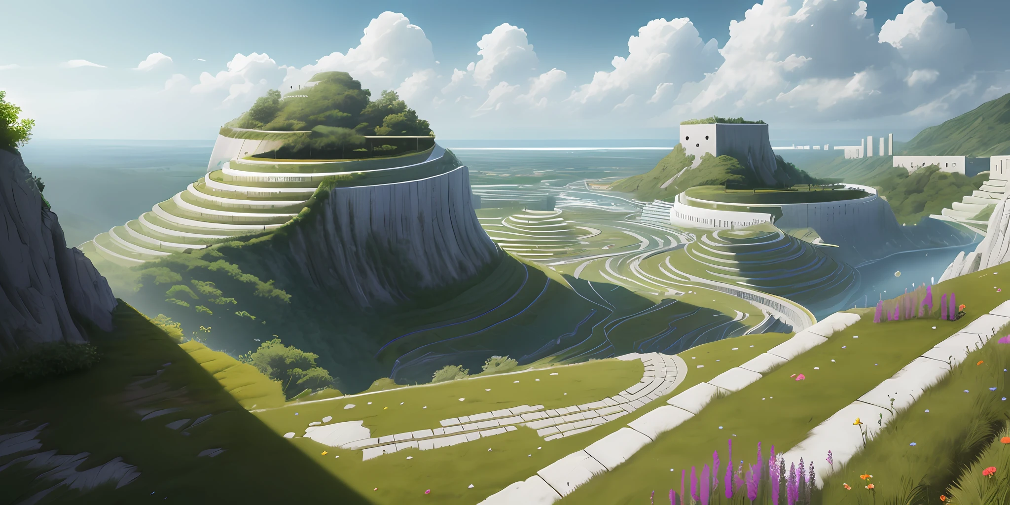Distant technological gigantic wall