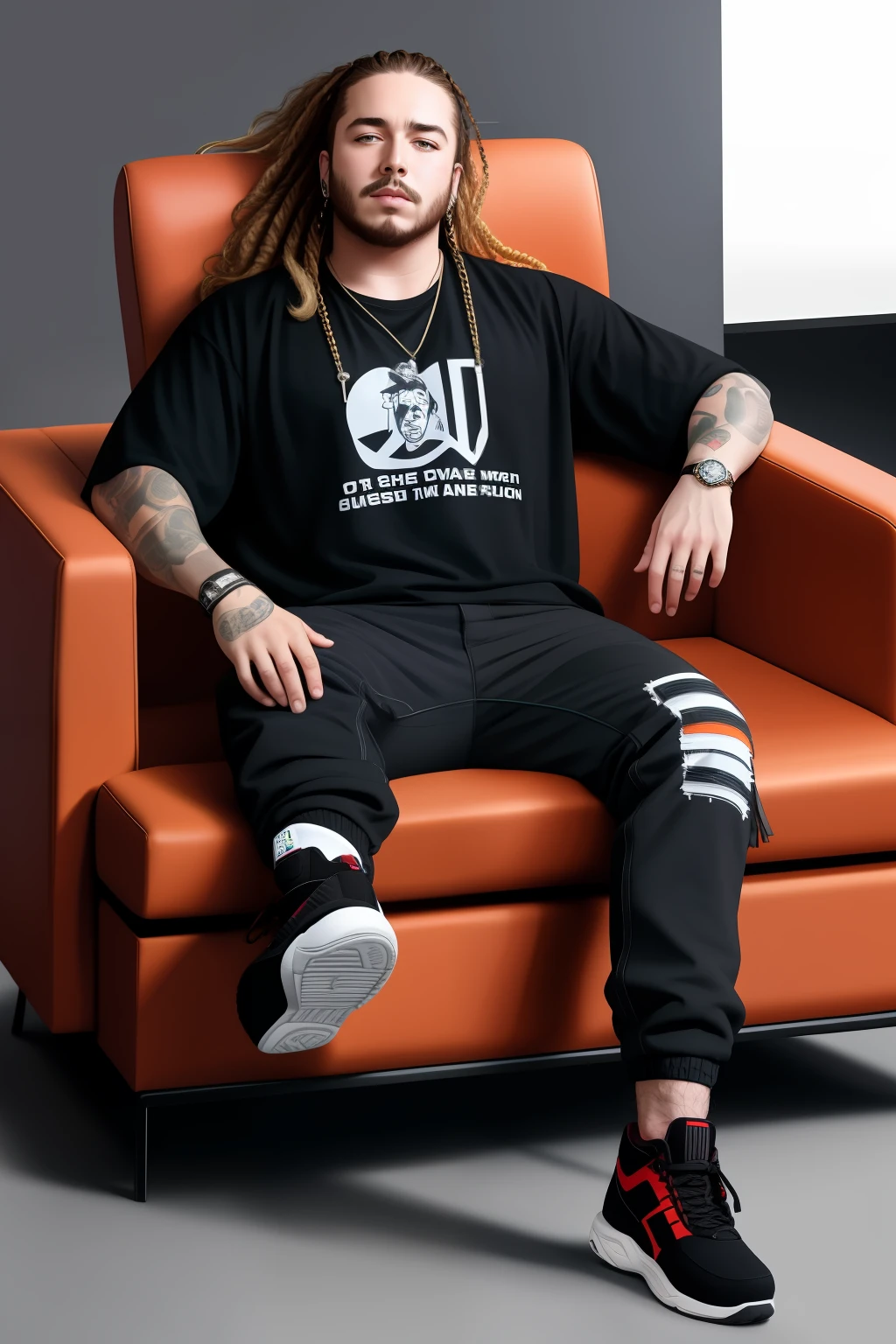 Post Malone full body in high definition with one disc ,
Stop the footrest in an excellent evolution 8k miniature for collection
