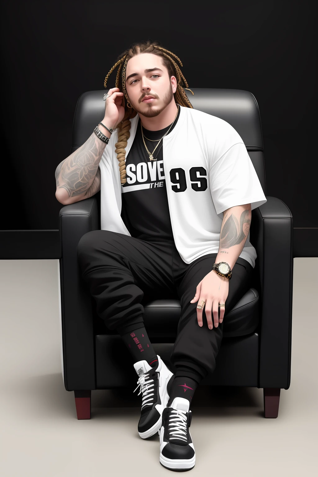 Post Malone full body in high definition with one disc ,
Stop the footrest in an excellent evolution 8k miniature for collection