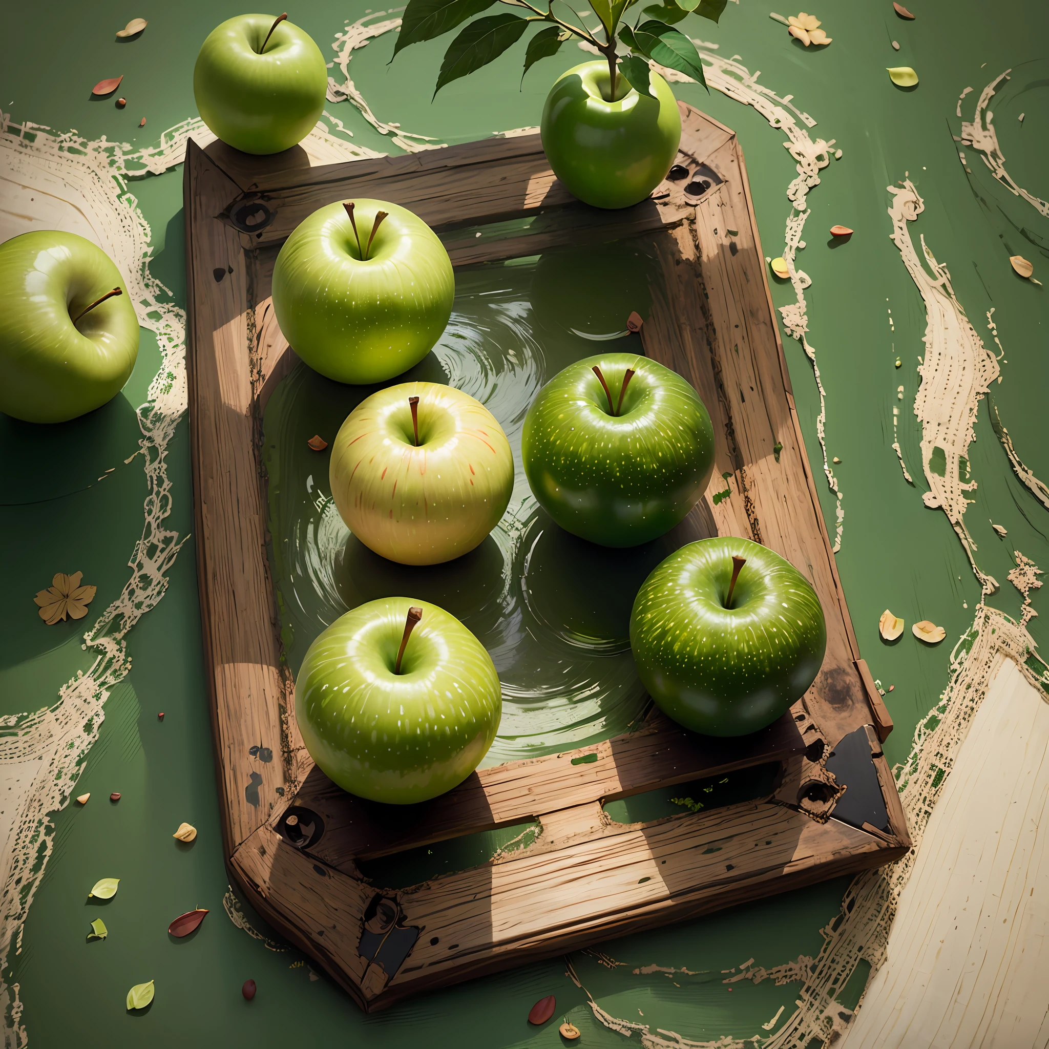 a green apple, fruit, dadaism, apple, a green apple, apple, an apple --auto --s2