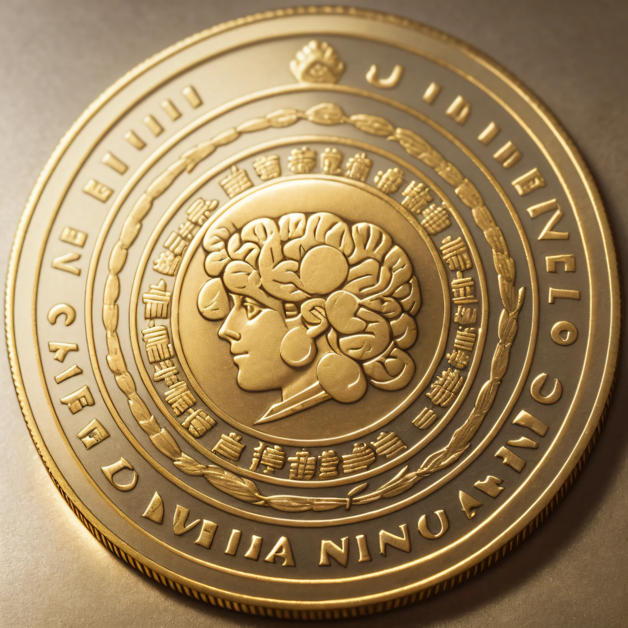 A logo of a gold coin with a stamped brain, representing the importance of educating the mind to wealth. The name of the logo is Profitable Strategy --auto --s2