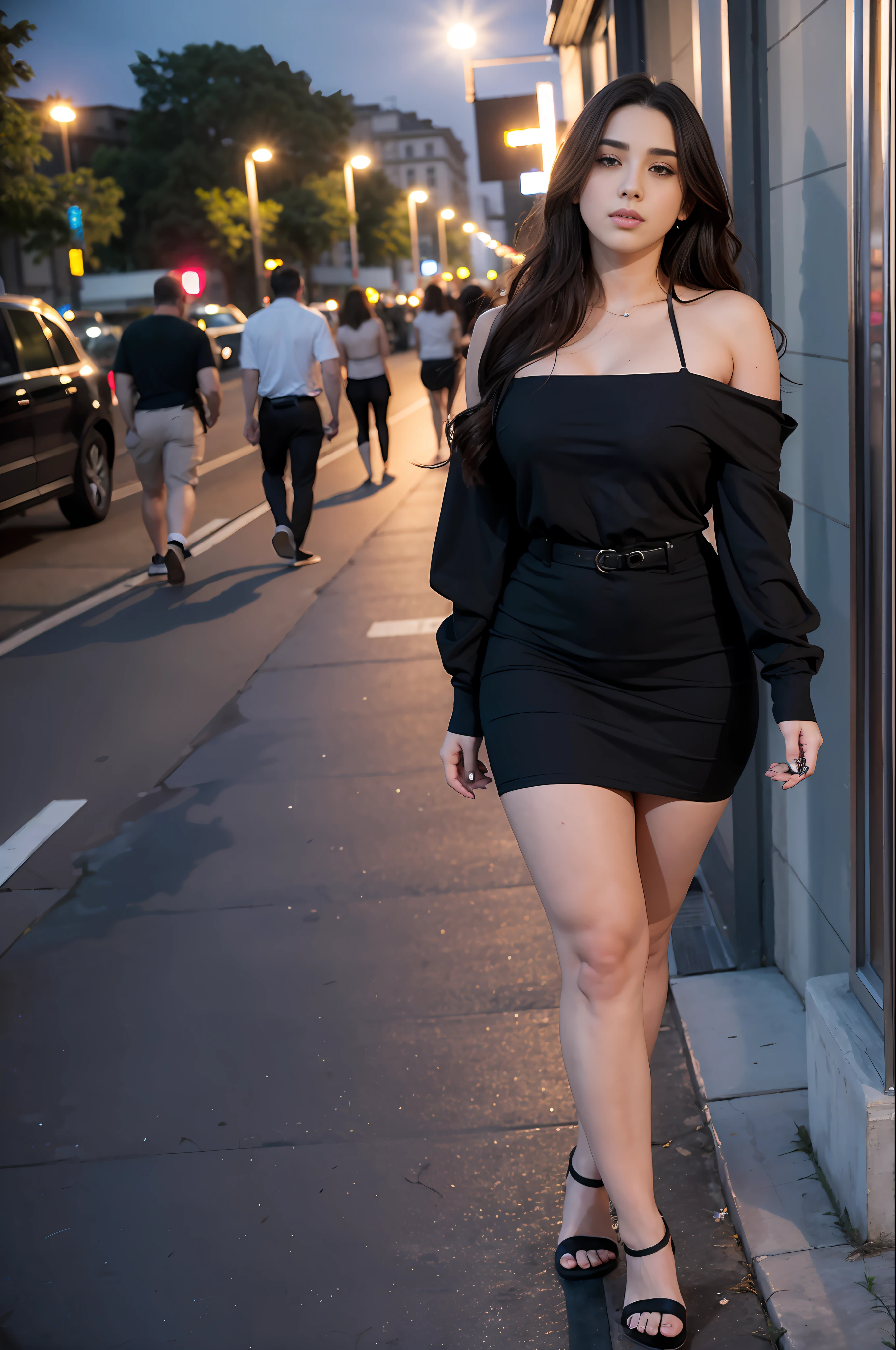 "((masterpiece)), best quality, short sensual dress, Lauren Jauregui, happy, at night, vibrant, exciting scenery, soft shadows."