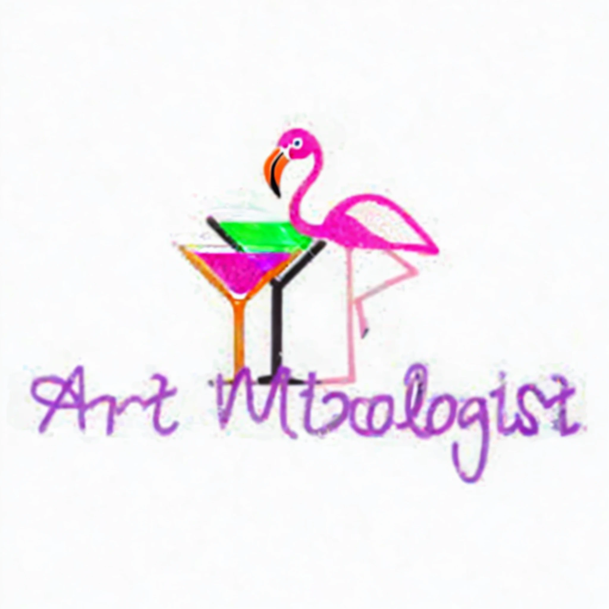 a closeup of a pink flamingo with a martini glass, Art logo, Mixologist, art, r/art, r/art, r/art, anthropologist, art concept, random artist, minimalist art, milf, the artist, fancy art, art illustration, micro art, logo", professional art, anthro art, by Ai-Mitsu, art house aesthetics