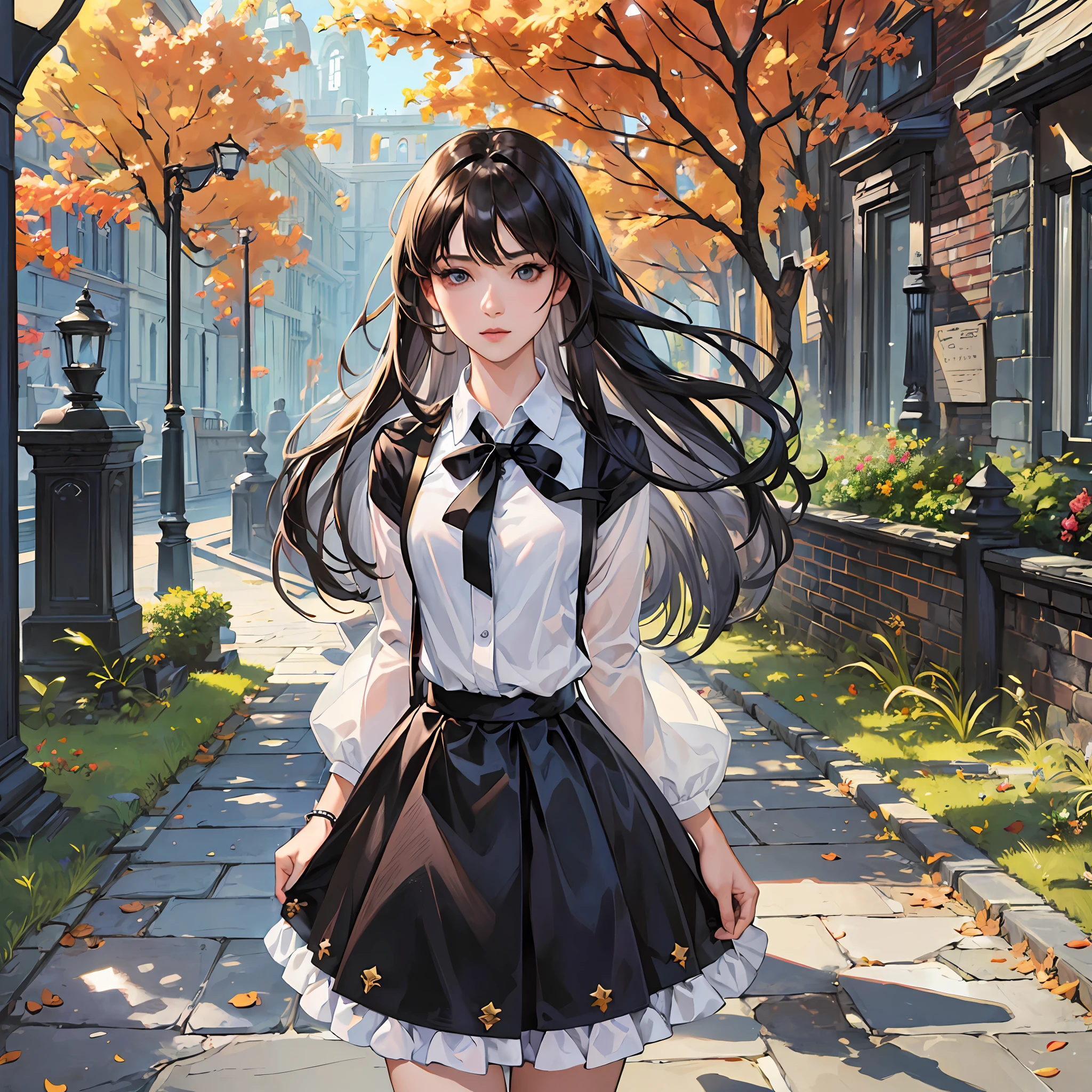 ((masterpiece, best_quality)), 1girl, (photorealistic:1.4), solo, white_background, black_hair, long_hair, zettai_ryouiki, skirt, ((full_body)), --auto --s2