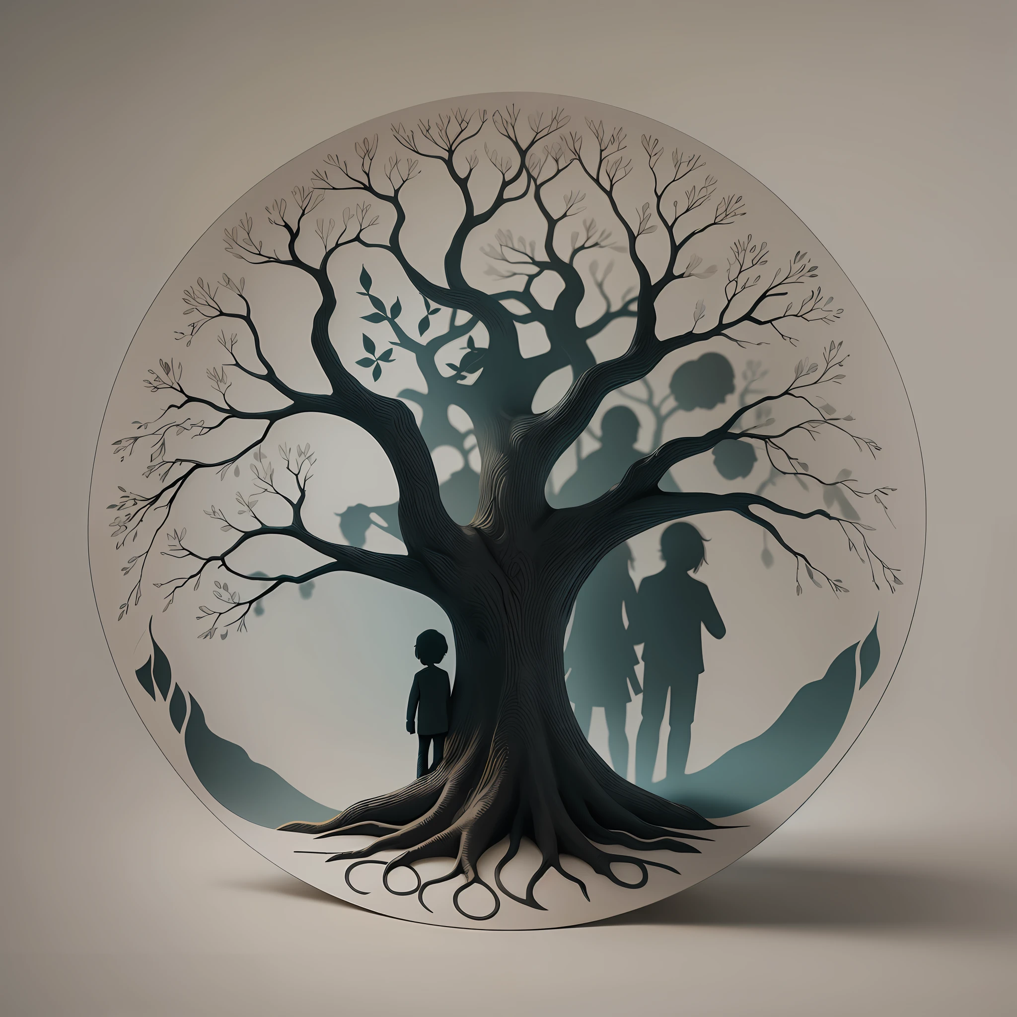 Minimalist tree of life, few details, simple drawing style, delicate, symbolizing family --auto --s2