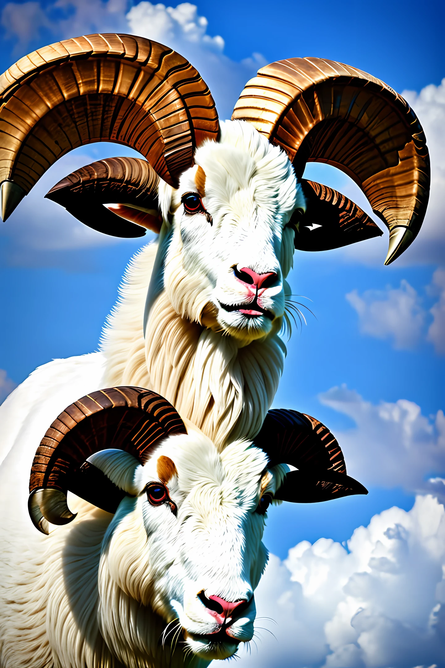 Cute Ram is flying in the sky