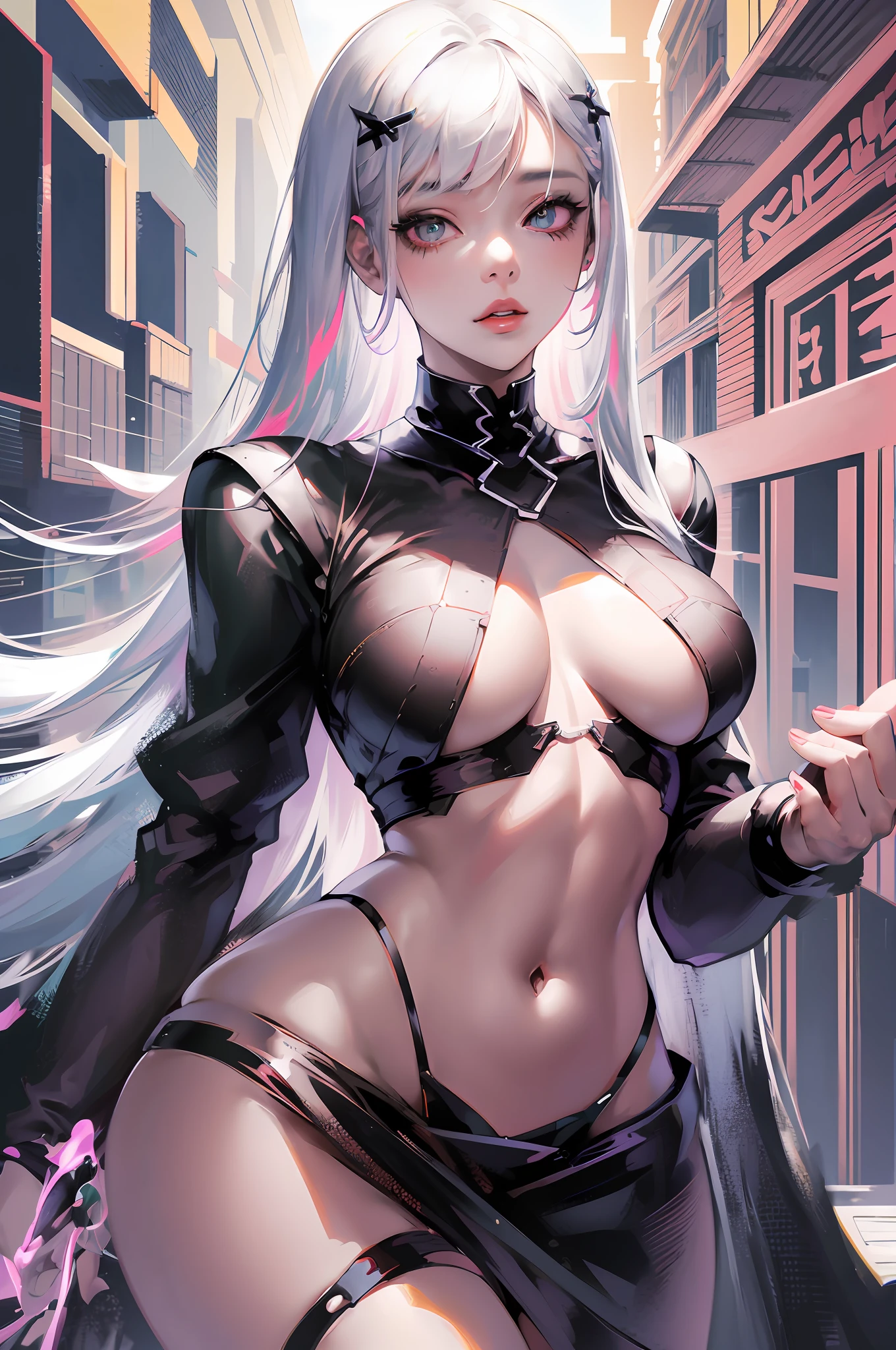 anime girl with white hair and black clothes posing naked, extremely detailed artgerm, detailed digital anime art, artgerm on artstation pixiv, guweiz on pixiv artstation, guweiz on artstation pixiv, fanart best artstation, :: rossdraws, trending on artstation pixiv, rossdraws 2. 5