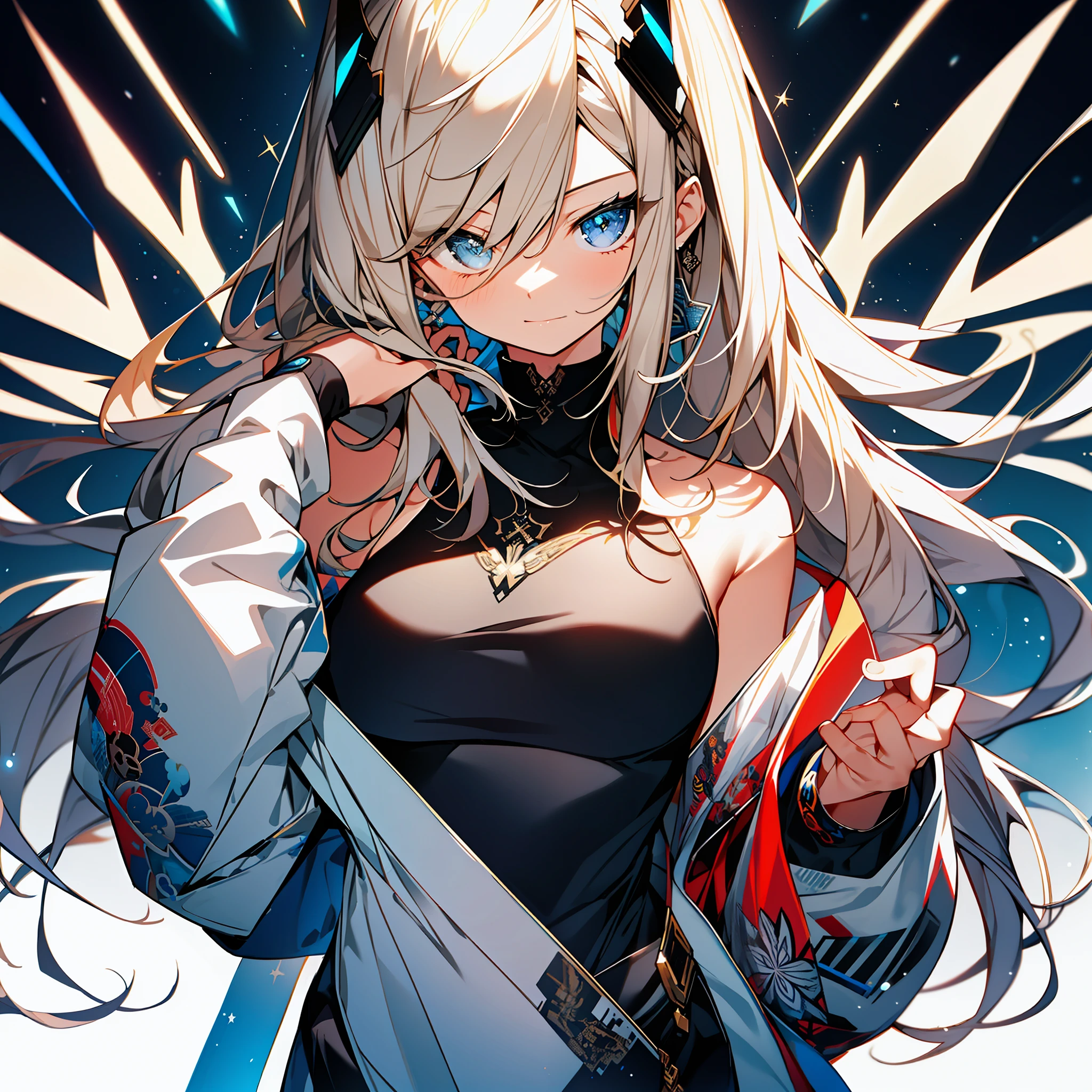 background, mixed-language_text, Japanese letters in graffit ,girls, long blonde hair, excellent lighting, sidelighting, (), vhsKeeper,, style GUILTY GEAR -STRIVE perfect ultimate (flat color: 1.3), (magazine_cover: 1.4), (multicolored_background: 1.3), striped_background, card_background, :: comix style by joe madureira :: circular pieces of white metals glued to the arms ultra detailed coming out sparkling shine, , perfect and detailed, ultra detailed shirt with drawing Abstract and patterned with Japanese letters in graffit on the sides of the outfit, image of girls with Big Breast, on top of a futuristic motorcycle, with immersive effects, hover effect, background style graffiti tribal tattoo with vibrant colors "HDR Ultra" detailed and with focus effect, (masterpiece: 1.2, best quality), (beautiful eyes with huge eyelashes finely detailed: 1.2), , ((Solo)), (Finely detailed eyes and detailed face :1.3), in various full-body attack poses, (cute background: 1.2),futuristic costume, Super detailed circular metals Clinging to arms and pants, fantastic paintings
