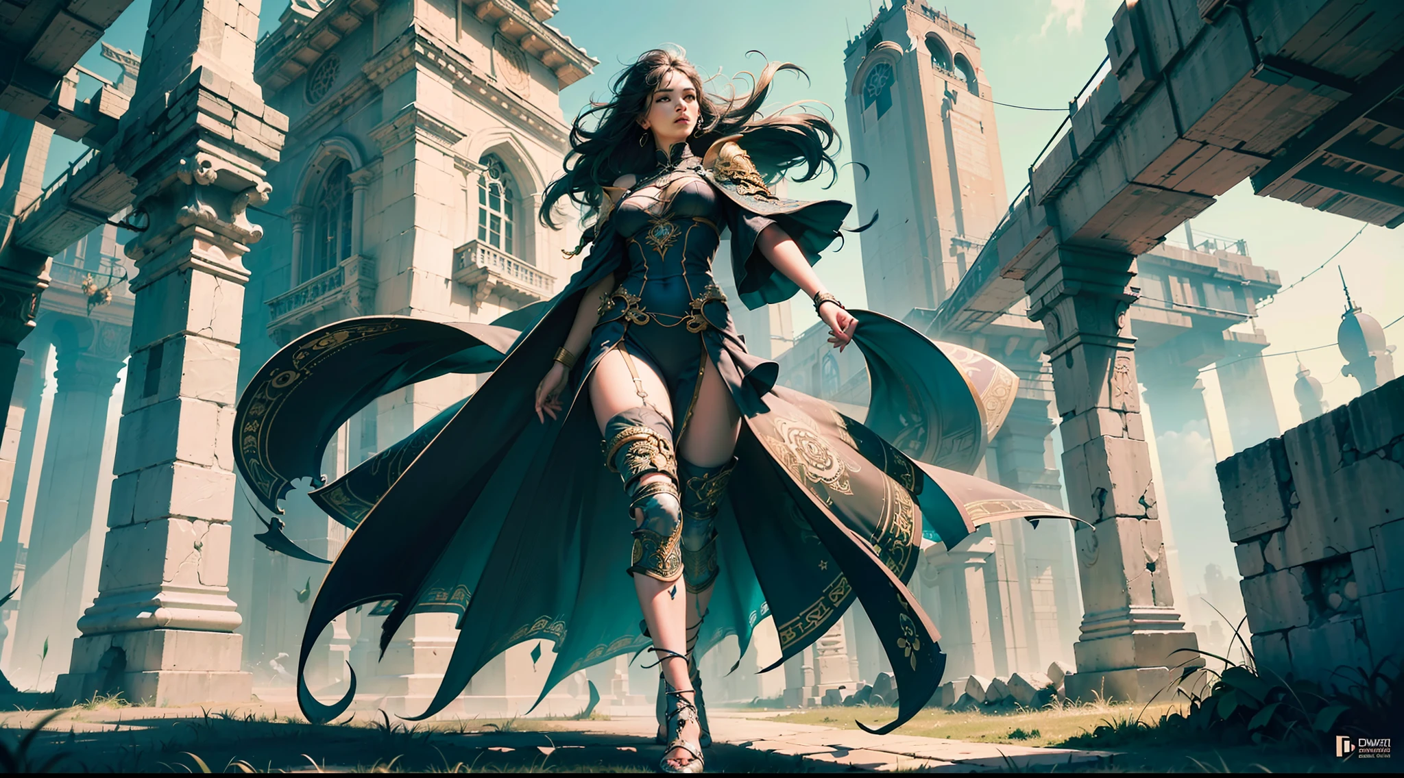 ((best quality)), ((masterpiece:1.2)), (extremely detailed:1.1), (8k, high quality, cinematic, hyper realistic, illustration), (autodesk maya, octane render, unreal engine, game character, ray tracing, hdr), (35mm focal length, f/2 aperture, dynamic perspective, depth of field),(1girl, dynamic angle), the most beautiful form of chaos, a brutalist designed, vivid colours, (zentangle, mandala, tangle, entangle), (fractal art), silk web, 3d, realistic, CG, 3D model, beautiful, elegant, confident, (hdri, bloom, rim lighting, soft lighting, low key), delicate\(armor\) wizard robe